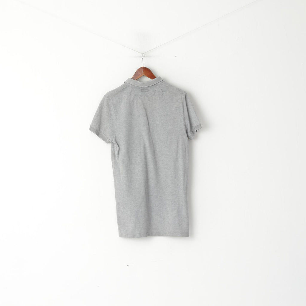 Allsaints Men S Polo Shirt Grey Cotton Sandringham SS Classic Slim Fit Top
