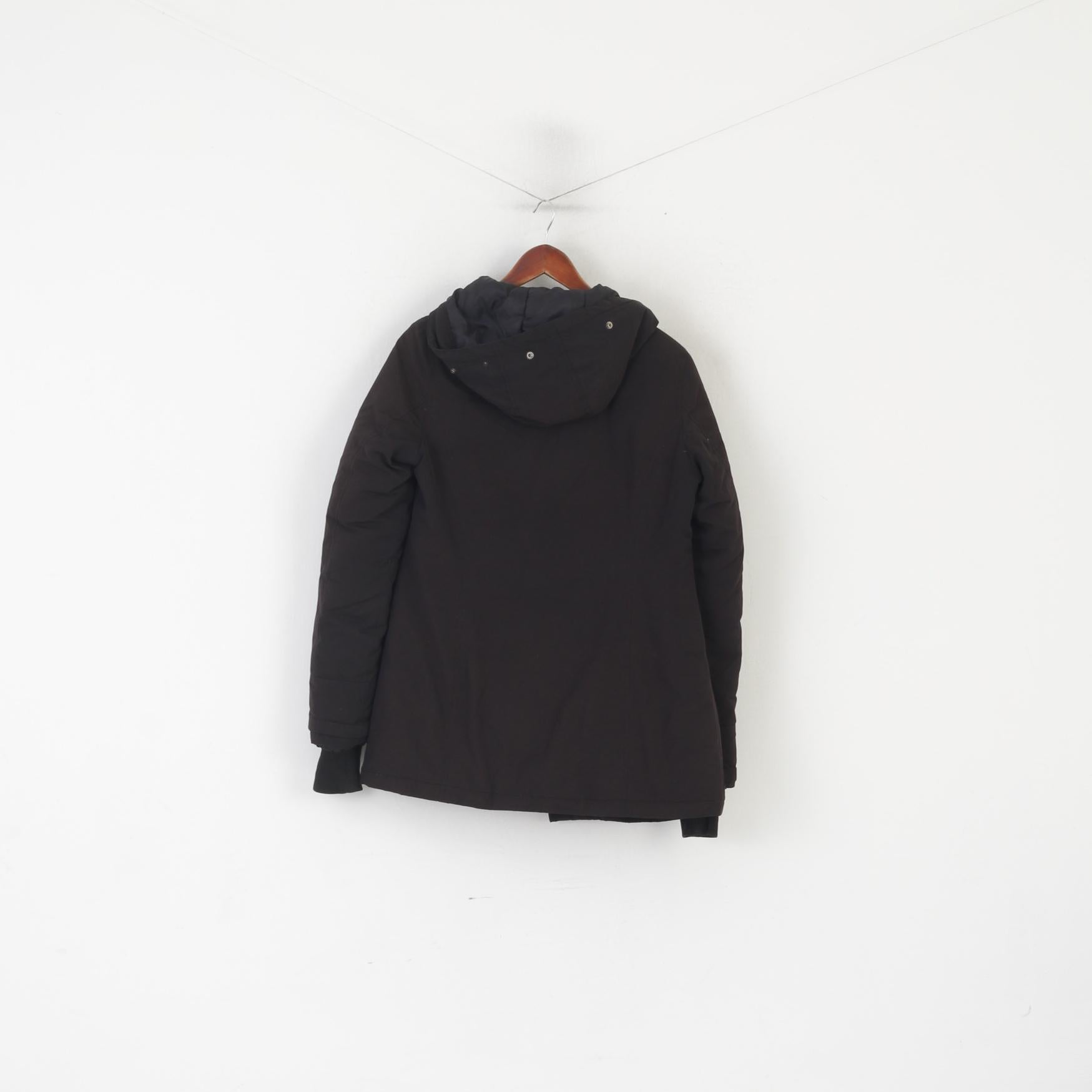 Woolrich Femmes S Doudoune Marron Coton Nylon Rembourré À Capuche Fermeture Éclair Complète Top