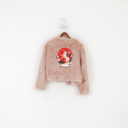 H&M Nicki Minay Women 36 S Jacket Oversize Rose Pink Faux Fur Unicorn Glam Top