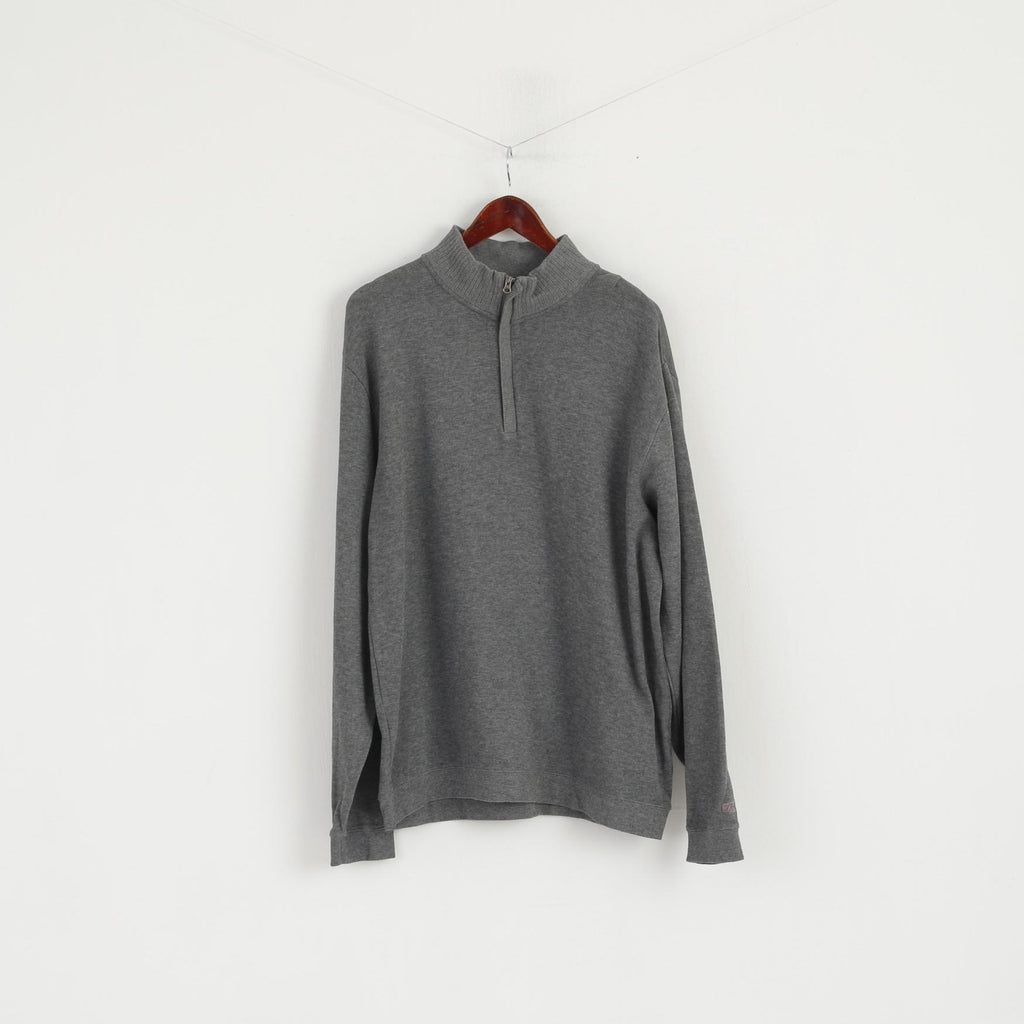 CUTTER &amp; BUCK Homme XL Pull Gris Coton Col Zippé Pull Classique