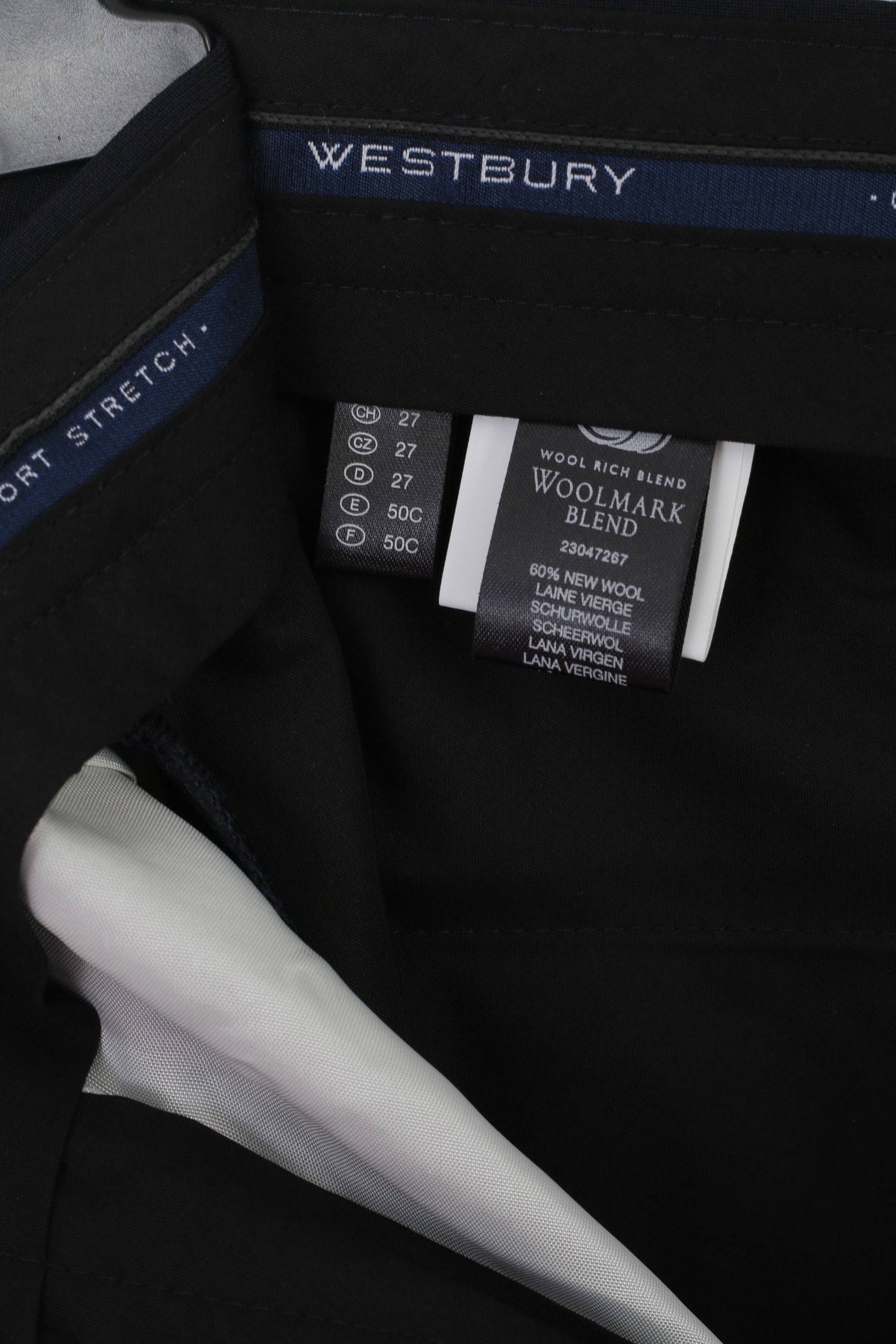 Westbury C&A Men 27 38 54 Trousers Navy Wool Elegant Classic Crotch Pants