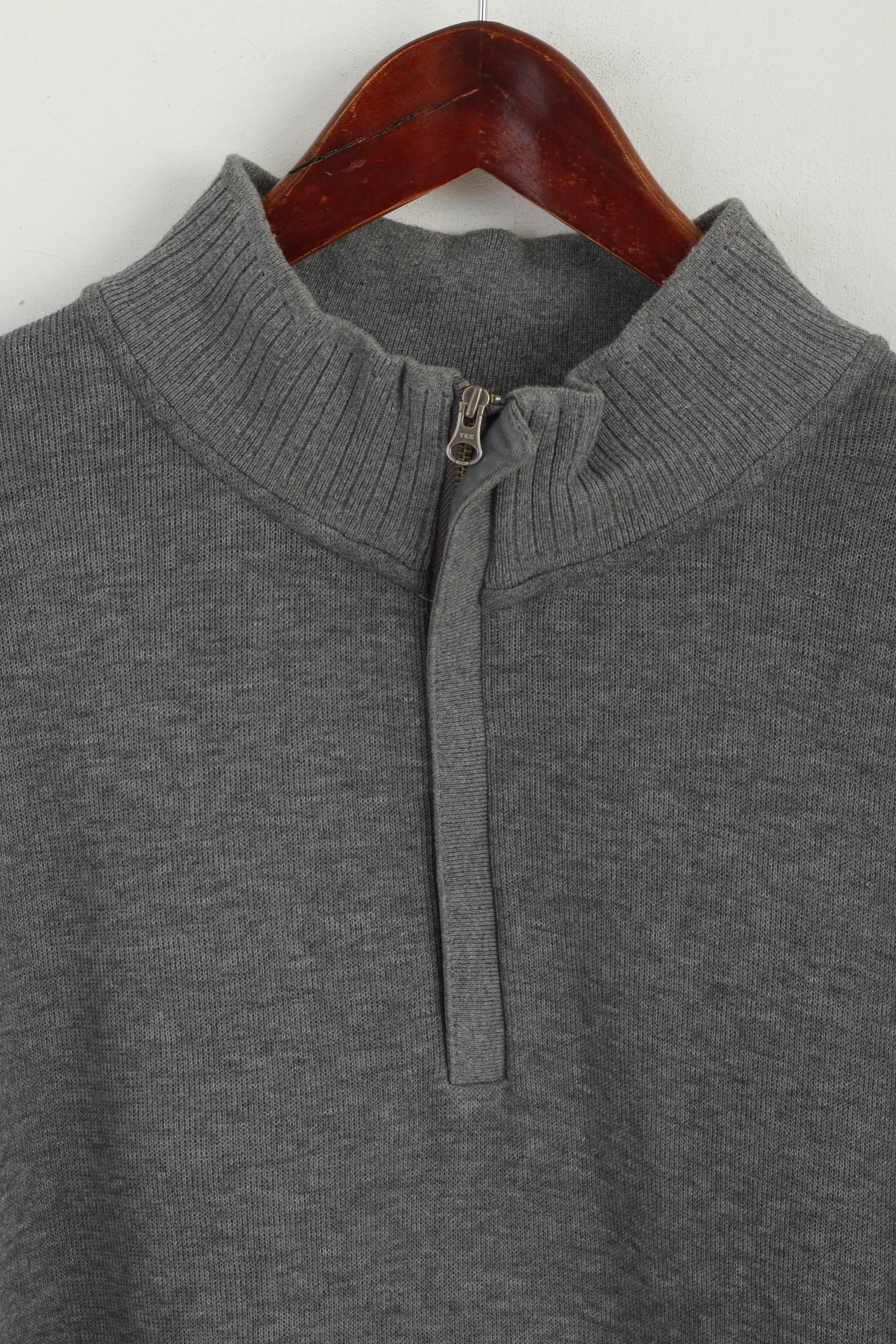 CUTTER &amp; BUCK Homme XL Pull Gris Coton Col Zippé Pull Classique