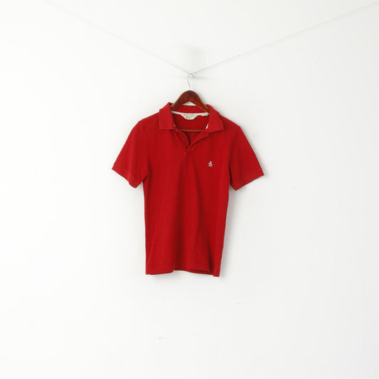 Polo da uomo Penguin S in cotone rosso Heritage, vestibilità slim, tinta unita sportiva