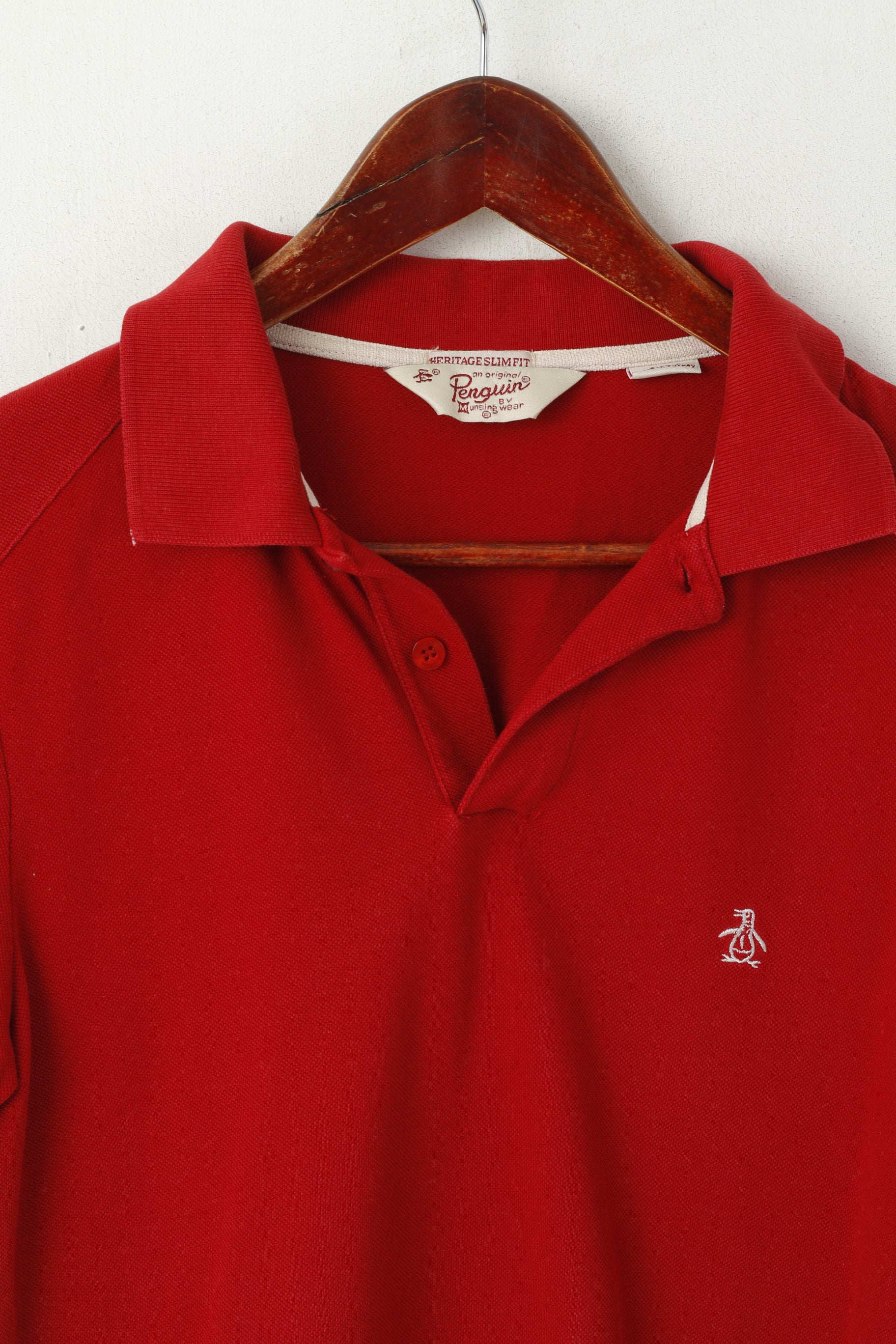 Penguin Men S Polo Shirt Red Cotton Heritage Slim Fit Plain Sport Top