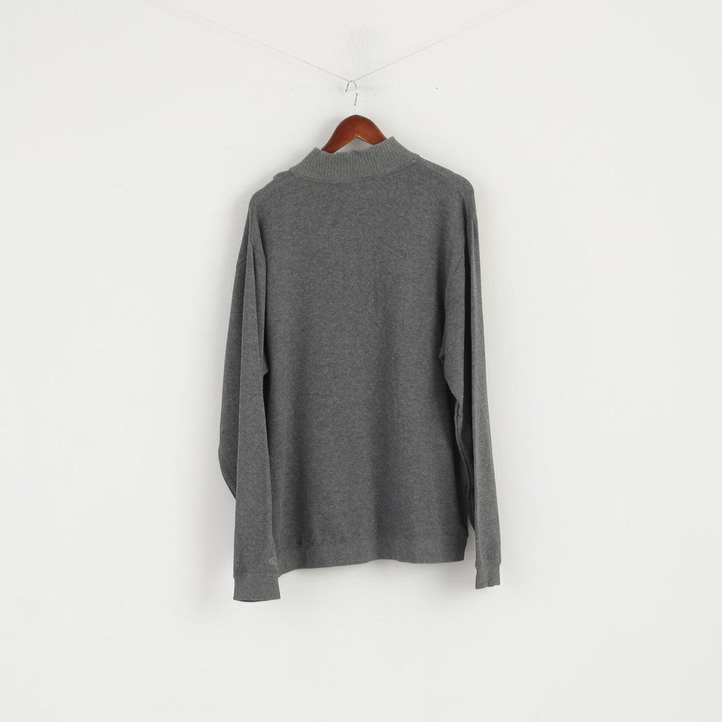 CUTTER &amp; BUCK Homme XL Pull Gris Coton Col Zippé Pull Classique
