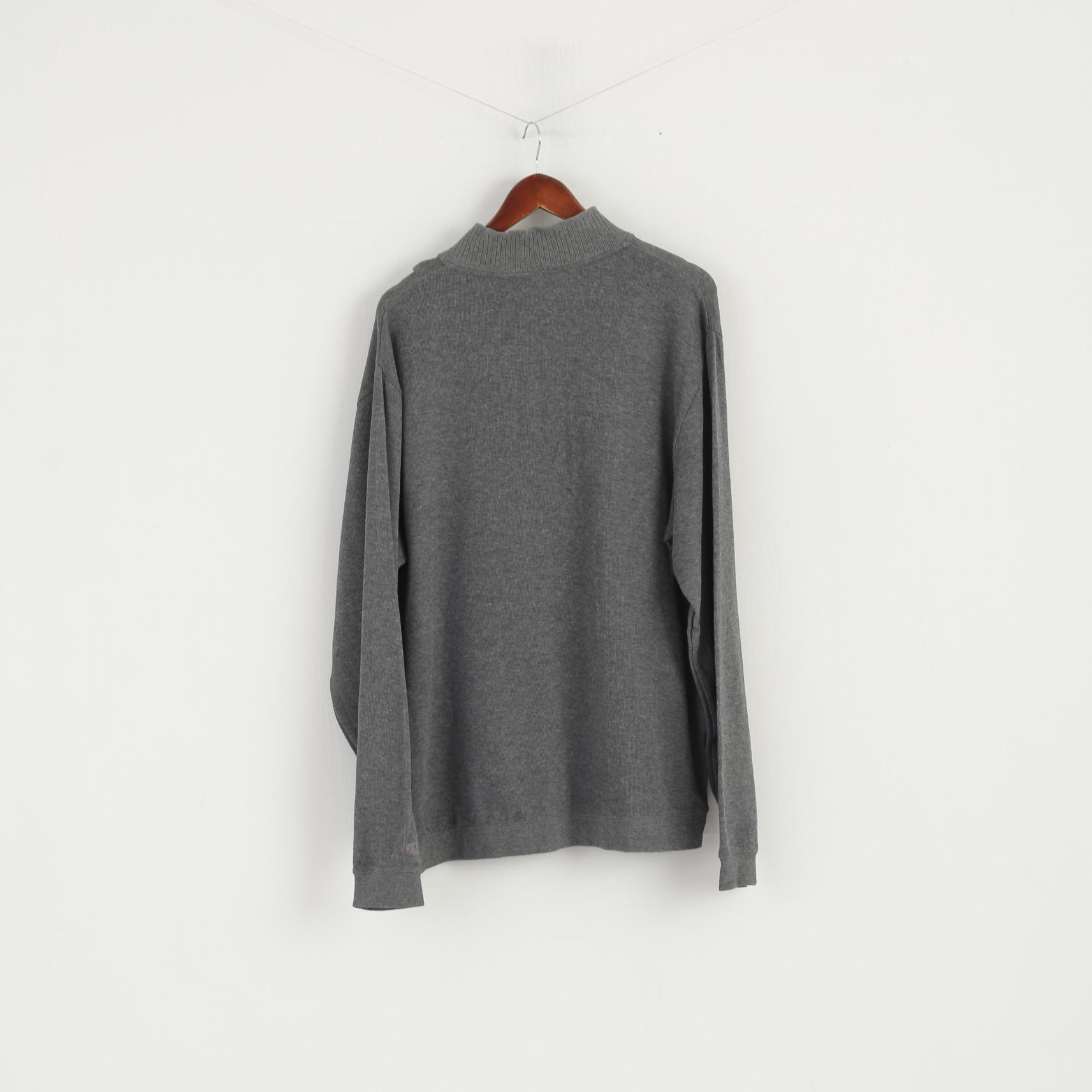 CUTTER &amp; BUCK Homme XL Pull Gris Coton Col Zippé Pull Classique