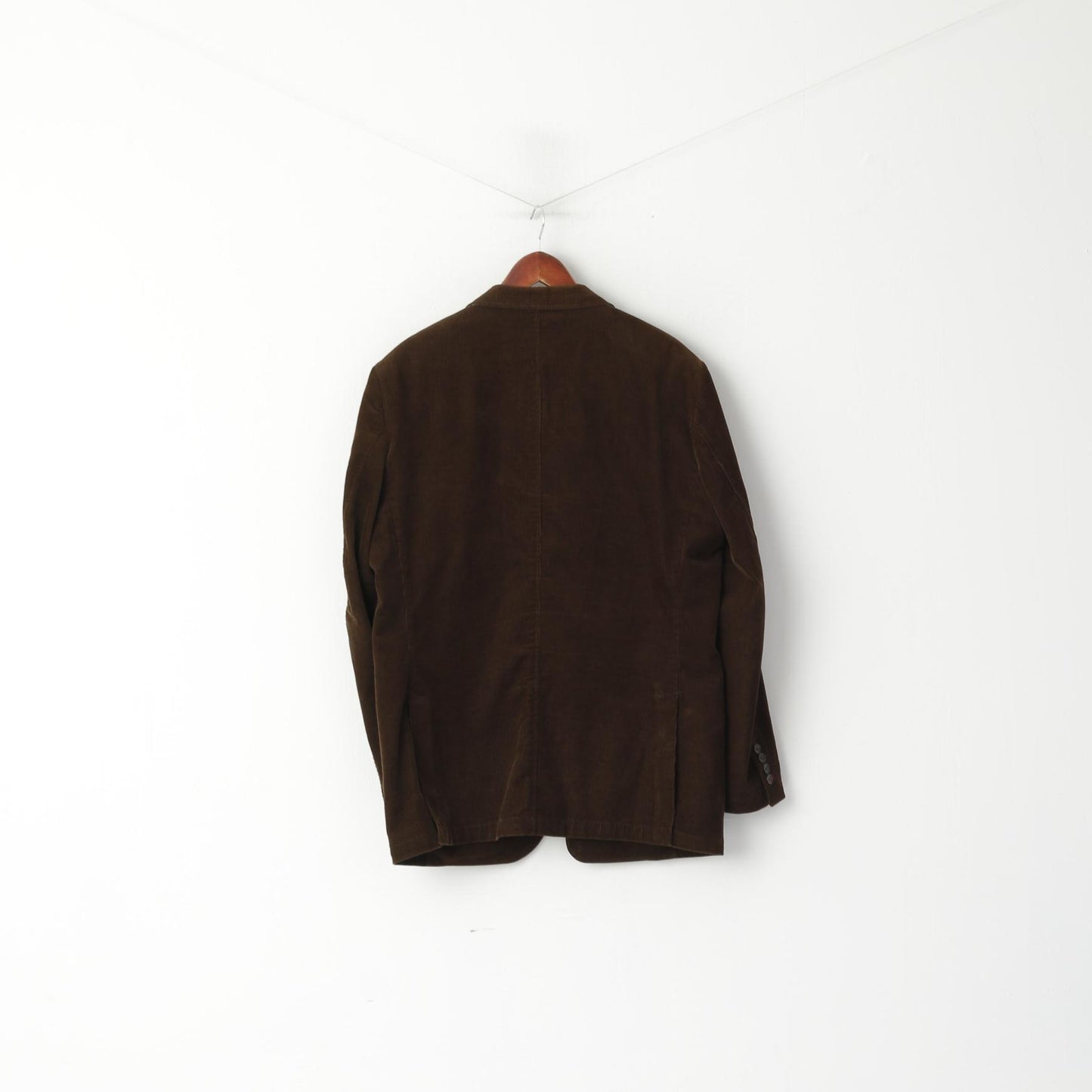 Charles Tyrwhitt Men 44 Blazer Brown Cotton Coruduroy Classic Fit Single Breasted Jacket