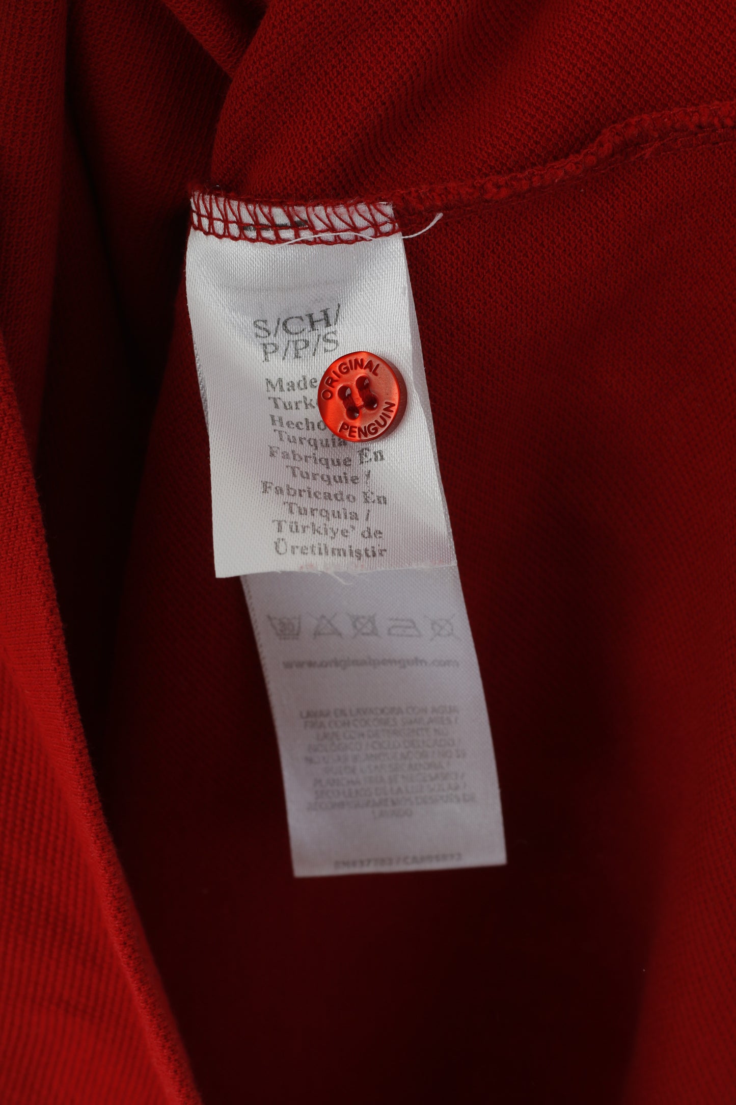 Polo da uomo Penguin S in cotone rosso Heritage, vestibilità slim, tinta unita sportiva