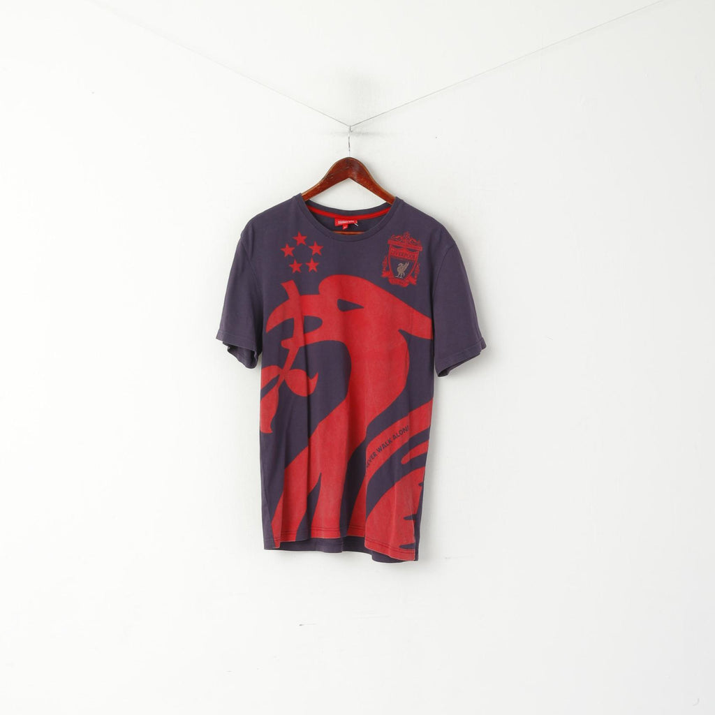 Liverpoll Football Club hommes L t-shirt violet coton LFC haut à col rond