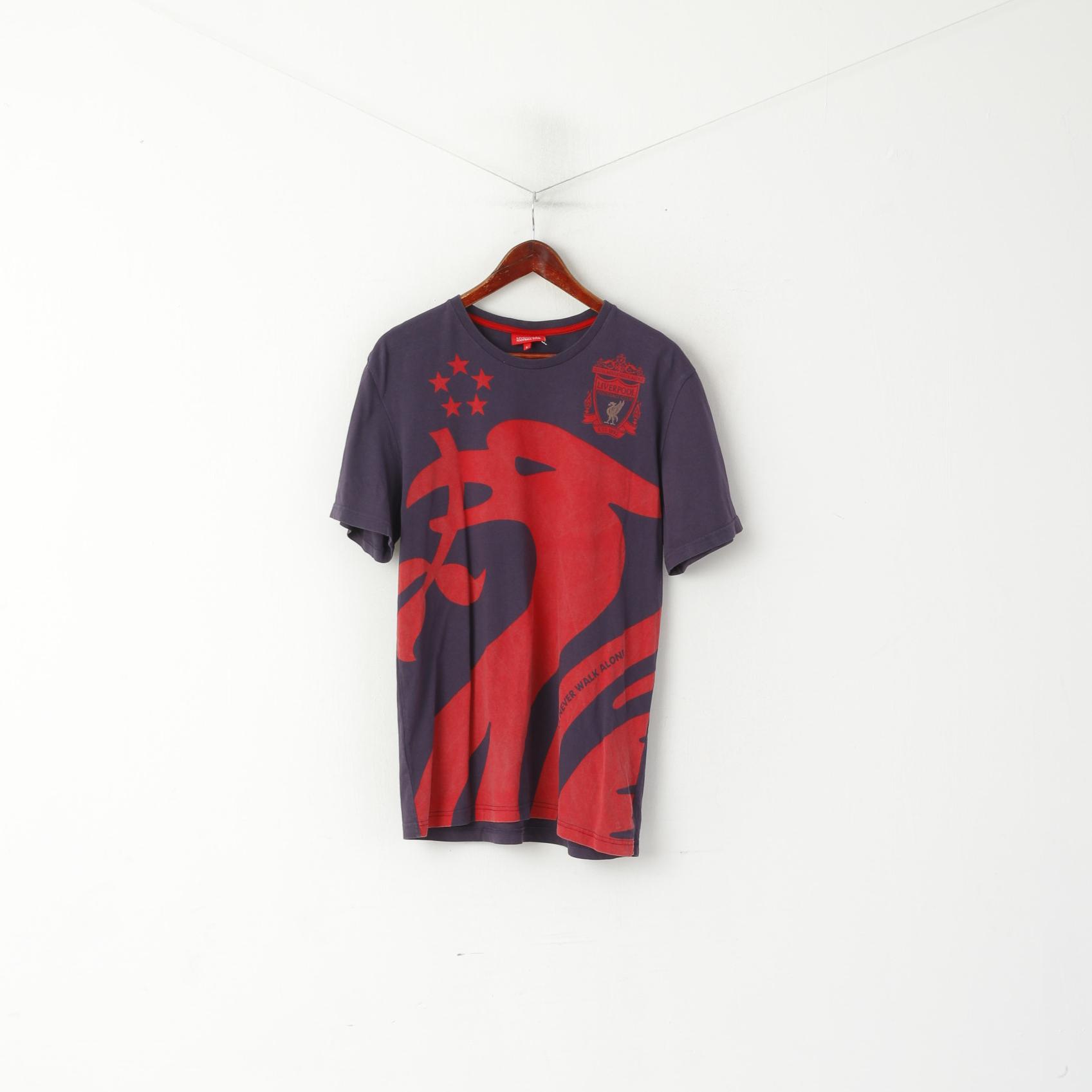 Liverpoll Football Club hommes L t-shirt violet coton LFC haut à col rond