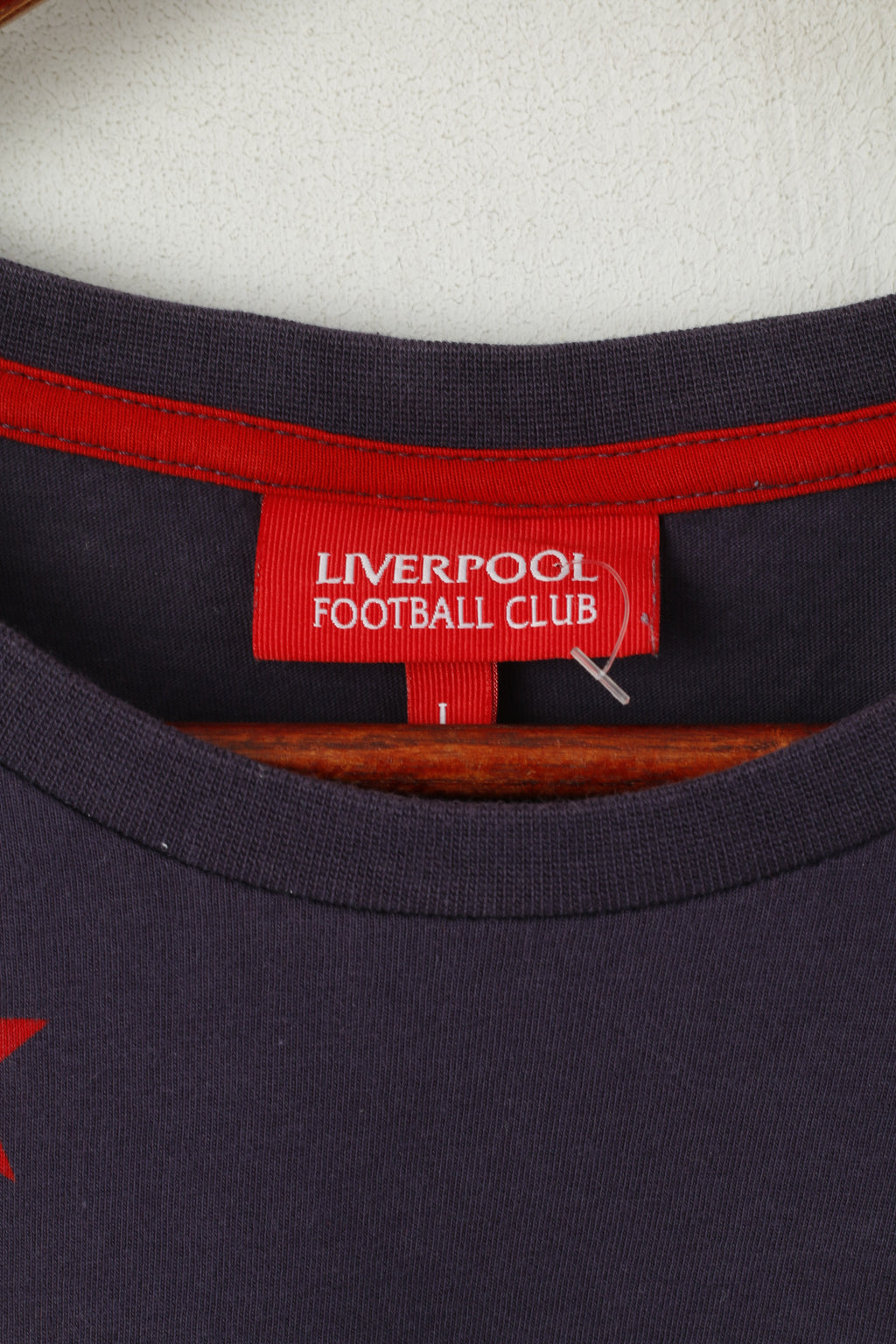 Liverpoll Football Club hommes L t-shirt violet coton LFC haut à col rond