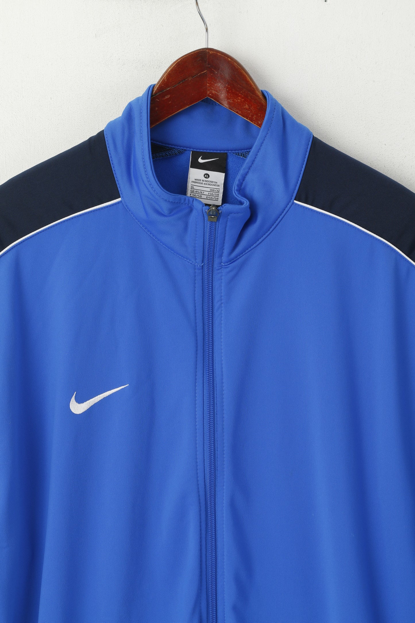 Felpa Nike da uomo XL 188 blu lucido retro full zip Activewear Track Top