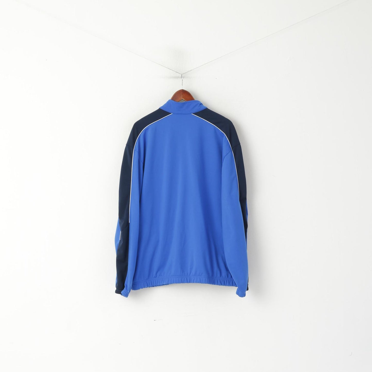 Nike Men XL 188 Sweatshirt Blue Shiny Retro Full Zip Activewear Track Top