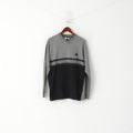 Kappa Men L Sweatshirt Gray Vintage Cotton V Neck Sportswear Top
