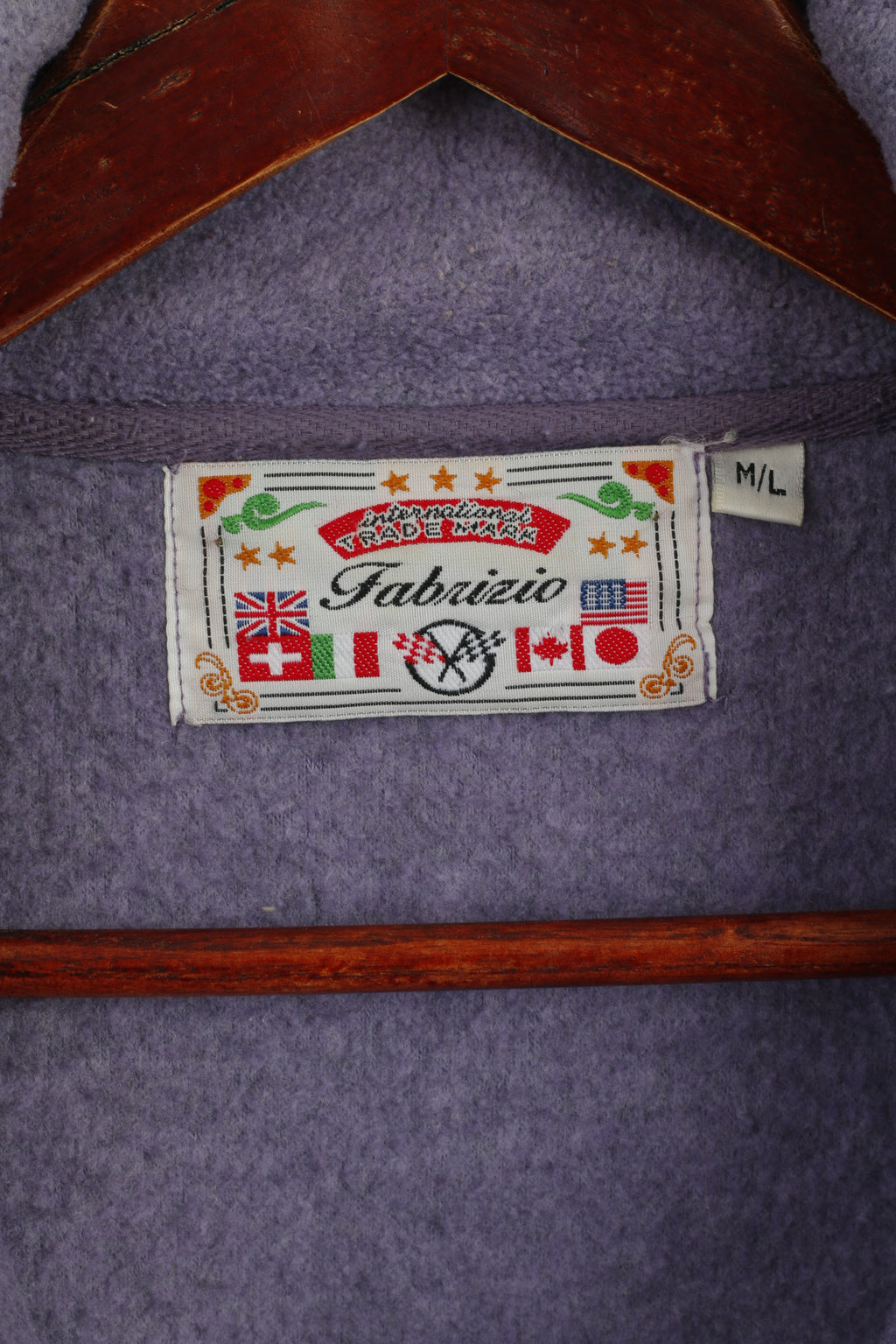 Fabrizio Women M/L Fleece Top Purple Full Zipper Classic Vintage Sweatshirt