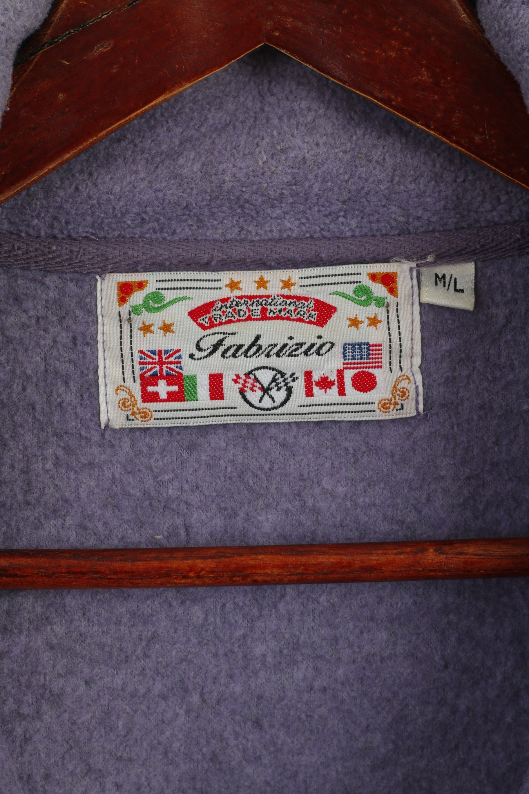 Fabrizio Women M/L Fleece Top Purple Full Zipper Classic Vintage Sweatshirt