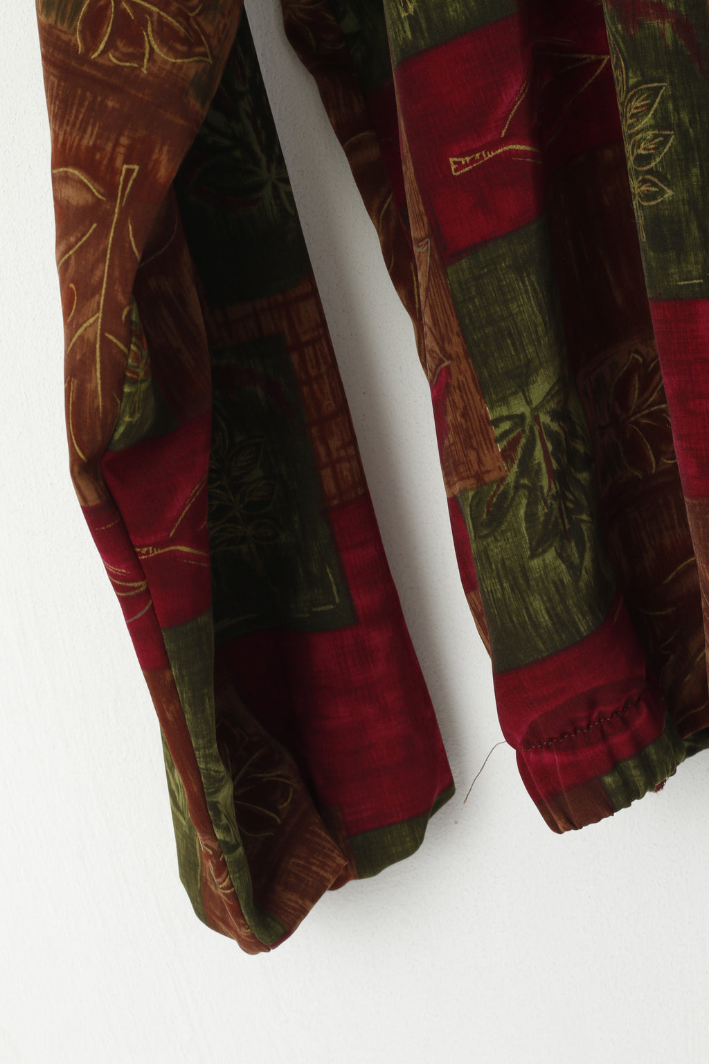 Teddi Women M Jacket Multicolour Festival Leaf Print Full Zipper Lightweight 90s Pockets Top