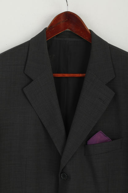 Hugo Boss Men 25 40 Blazer Charcoal Virgin Wool Da Vinci Single Breasted Jacket