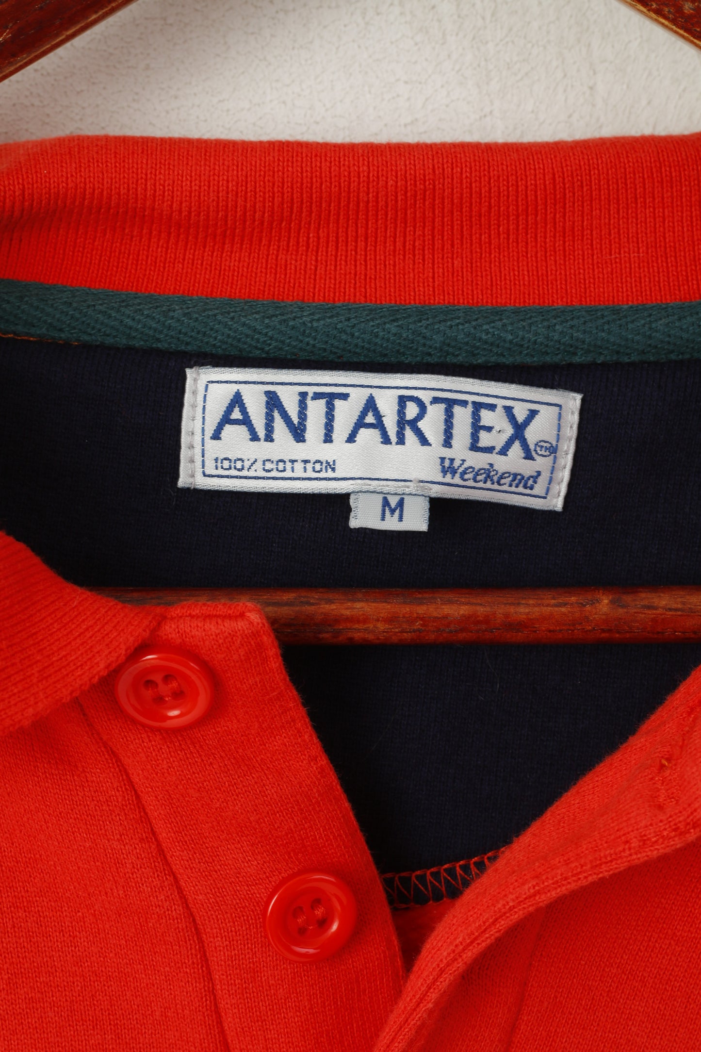 Antartex Weekend Men M Sweatshirt Orange Cotton Collared Casual Jumper Top