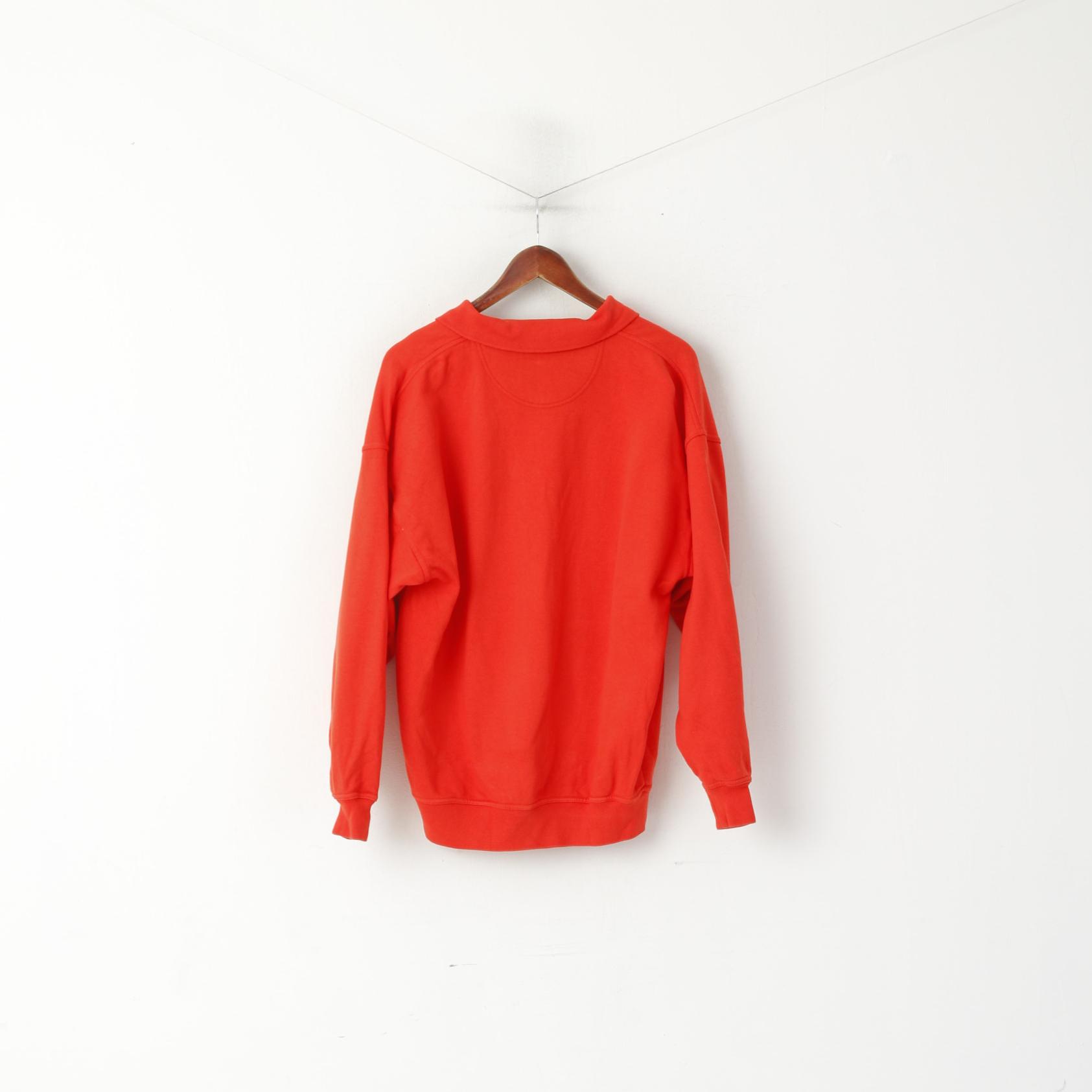Antartex Weekend Men M Sweatshirt Orange Cotton Collared Casual Jumper Top