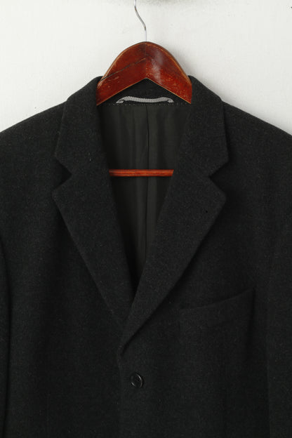J. Philipp Men 40 Blazer Black Wool Cashmere Blend Single Breasted Vintage Jacket