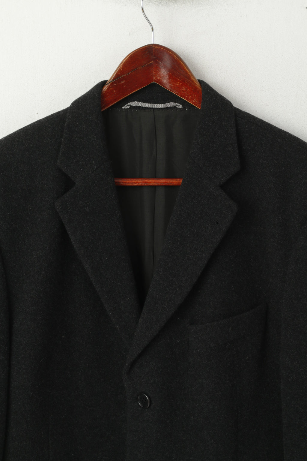 J. Philipp Hommes 40 Blazer Noir Laine Cachemire Mélange Veste Vintage à Simple Boutonnage
