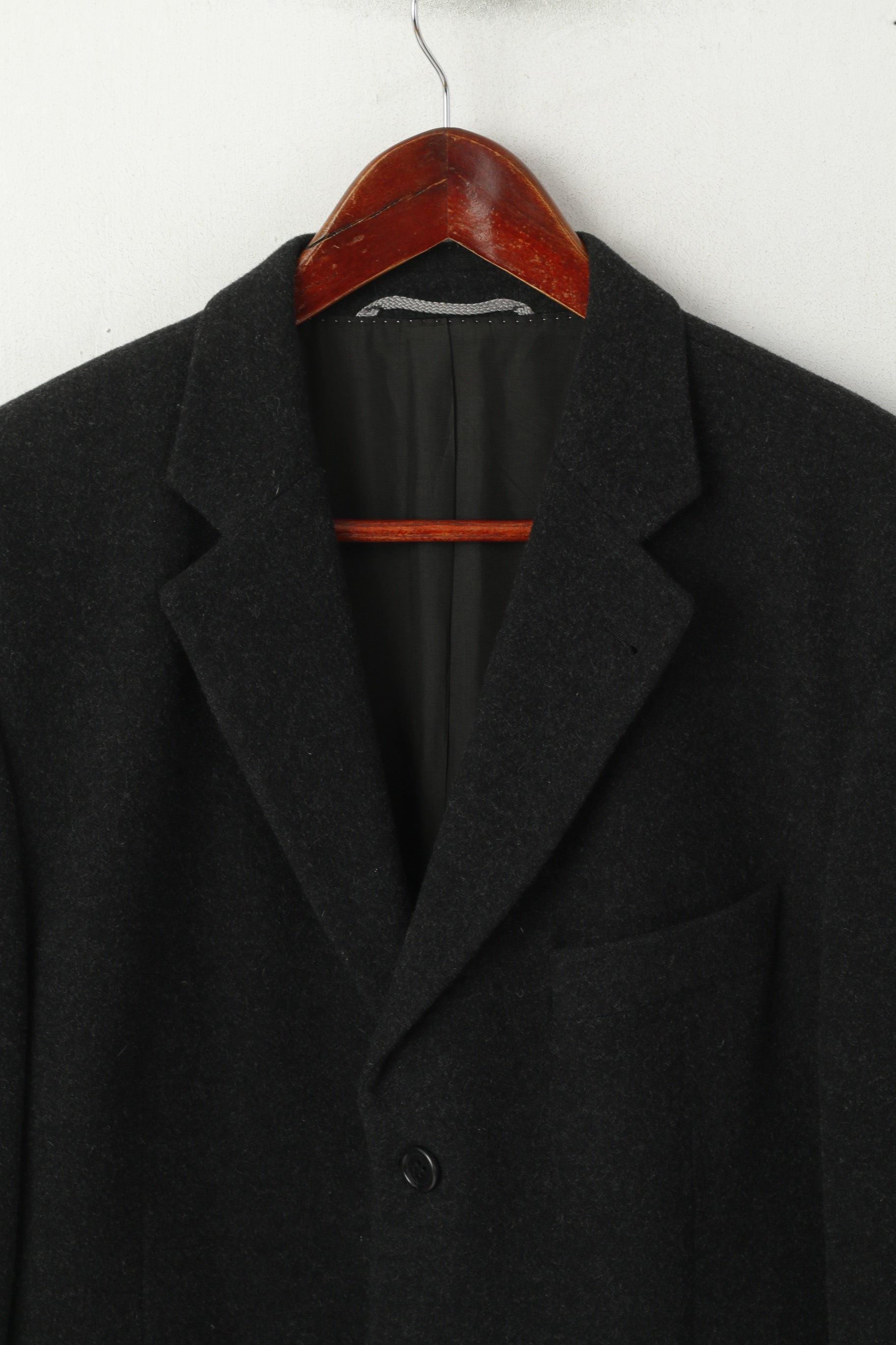 J. Philipp Hommes 40 Blazer Noir Laine Cachemire Mélange Veste Vintage à Simple Boutonnage