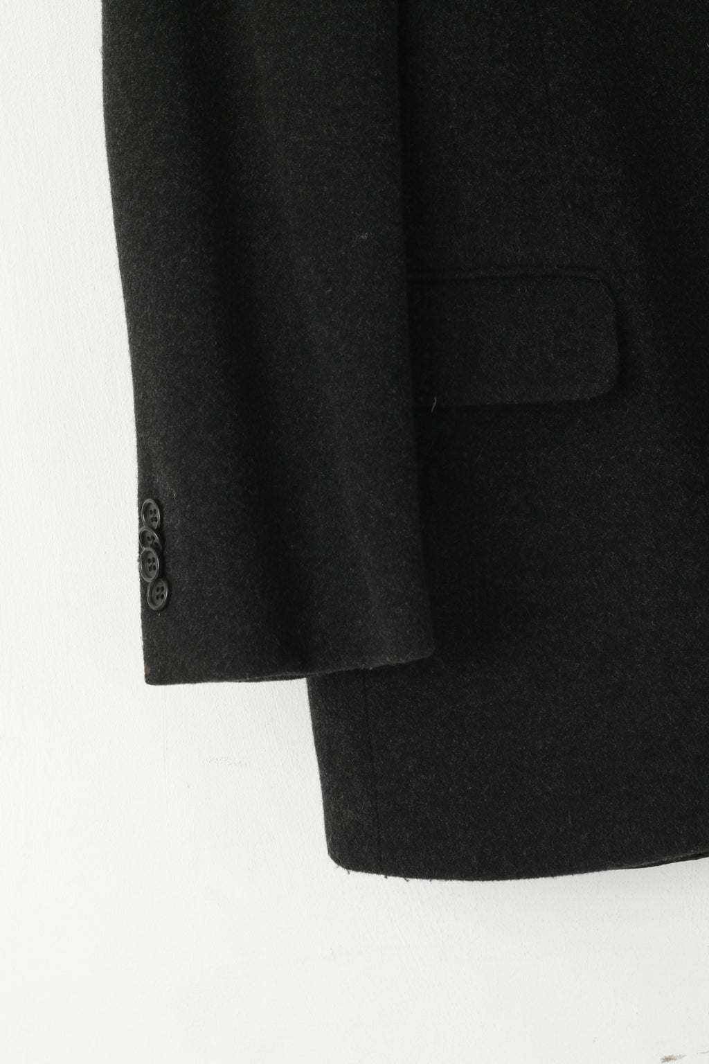 J. Philipp Hommes 40 Blazer Noir Laine Cachemire Mélange Veste Vintage à Simple Boutonnage