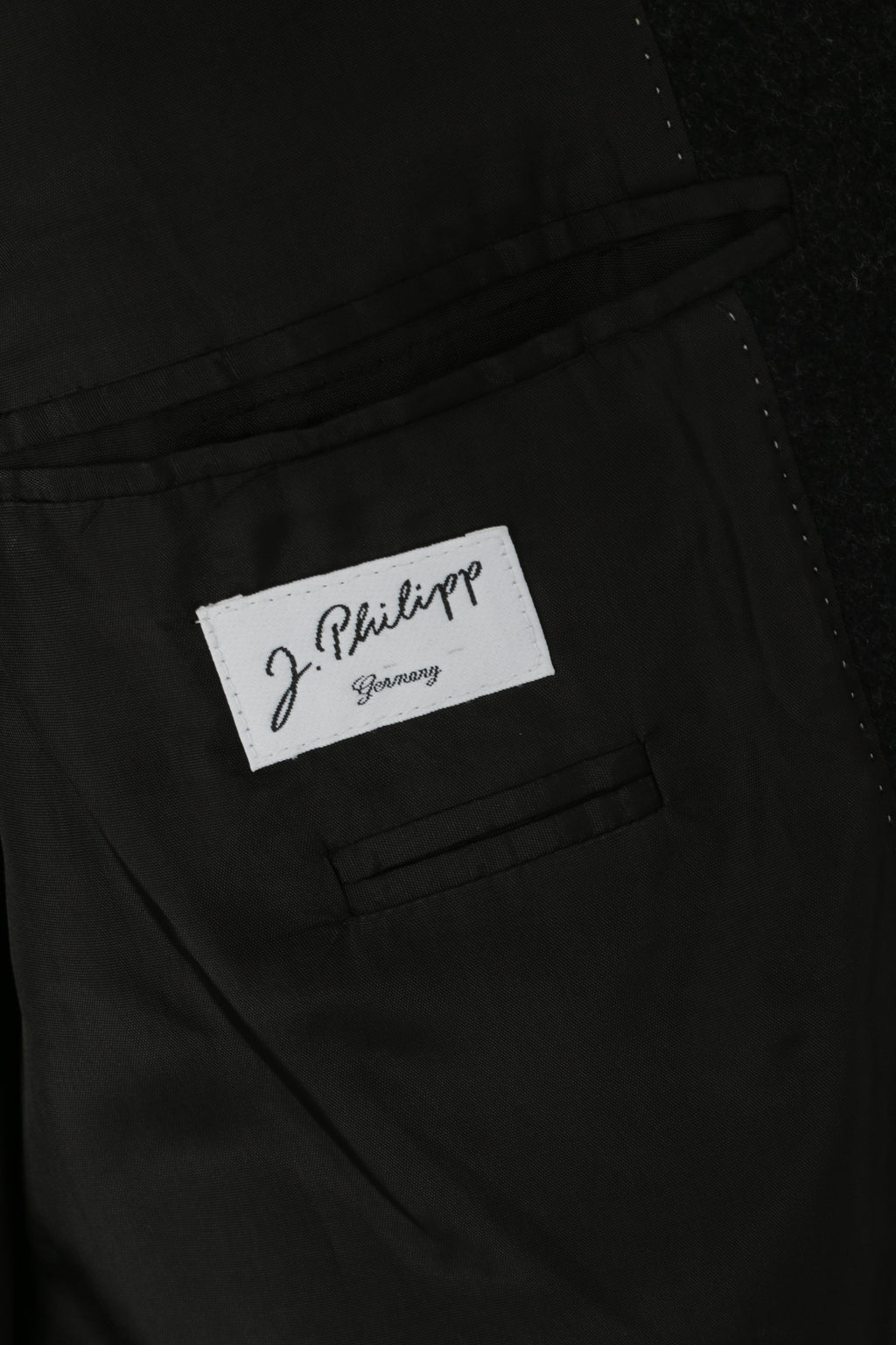 J. Philipp Hommes 40 Blazer Noir Laine Cachemire Mélange Veste Vintage à Simple Boutonnage