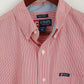 CHAPS Men M Casual Shirt Red Striped Cotton Long Sleeve Easy Care Pocket Classic Top