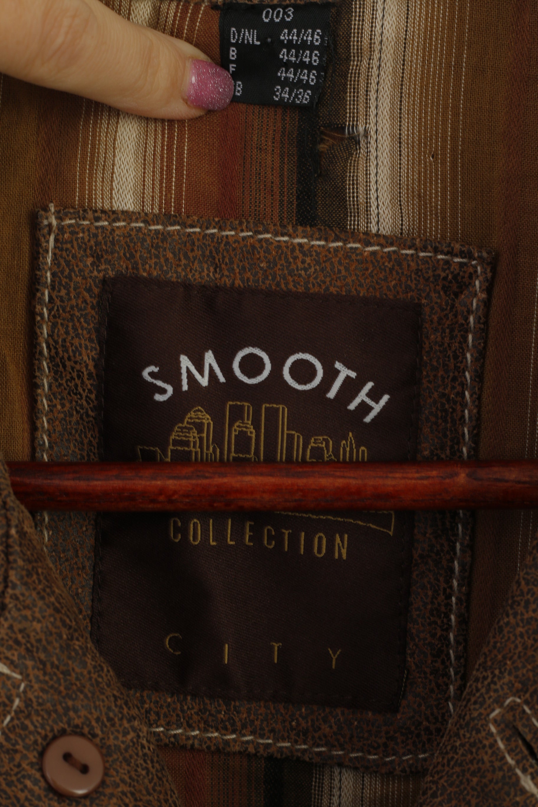 Smooth Collection City Men 44/46 S Jacket Brown Leather Vintage Classic Top