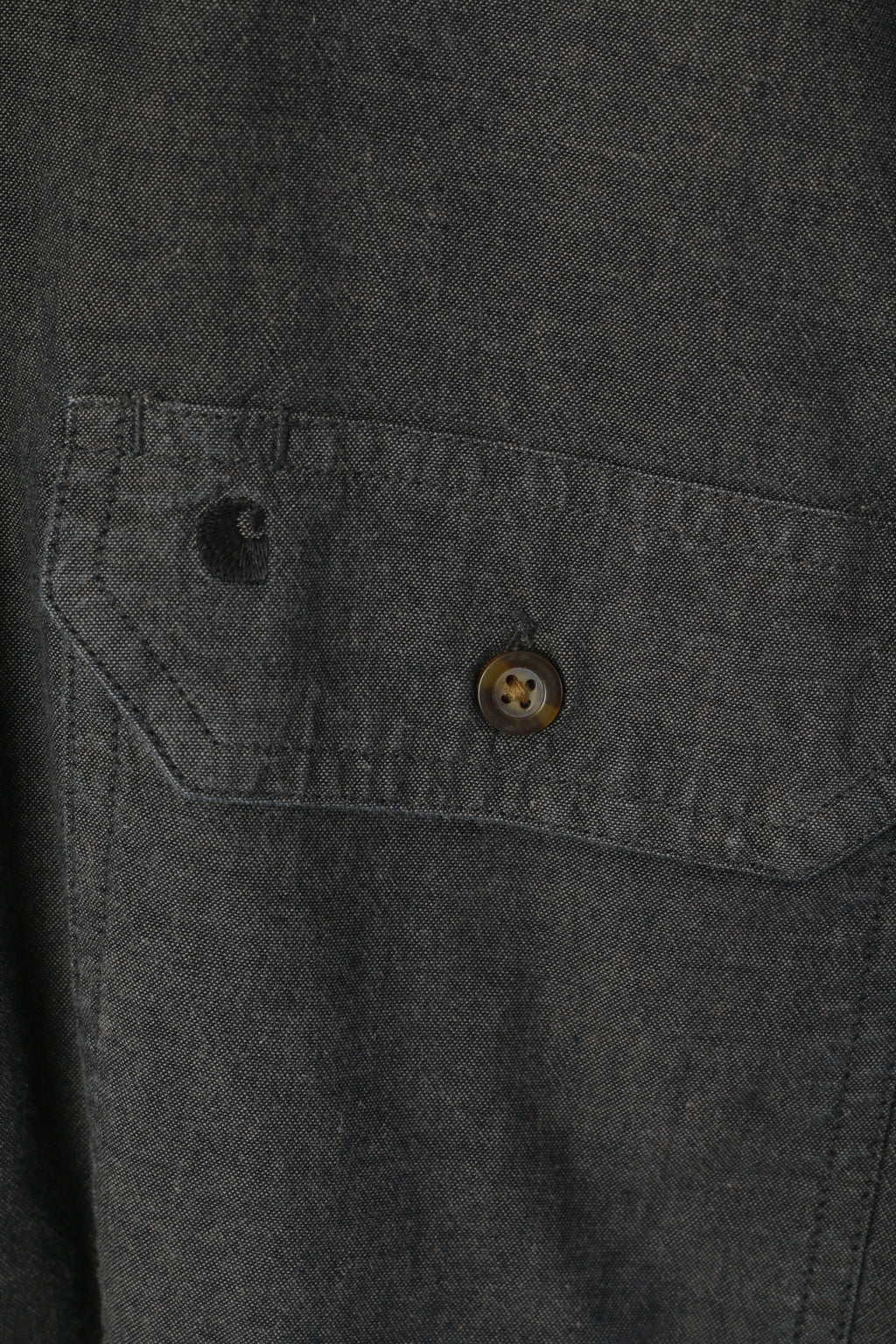 Carhartt Men L Casual Shirt Gray Cotton Relaxed Fit Long Sleeve Pockets Top