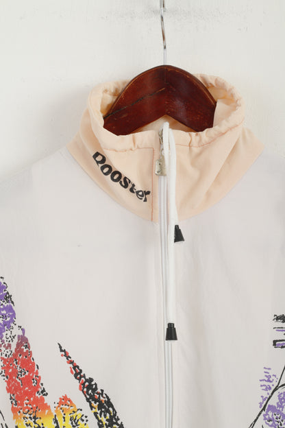 Rooster Women M Jacket Cream Tennis Festival Full Zipper Vintage 90s Germany Mode Top