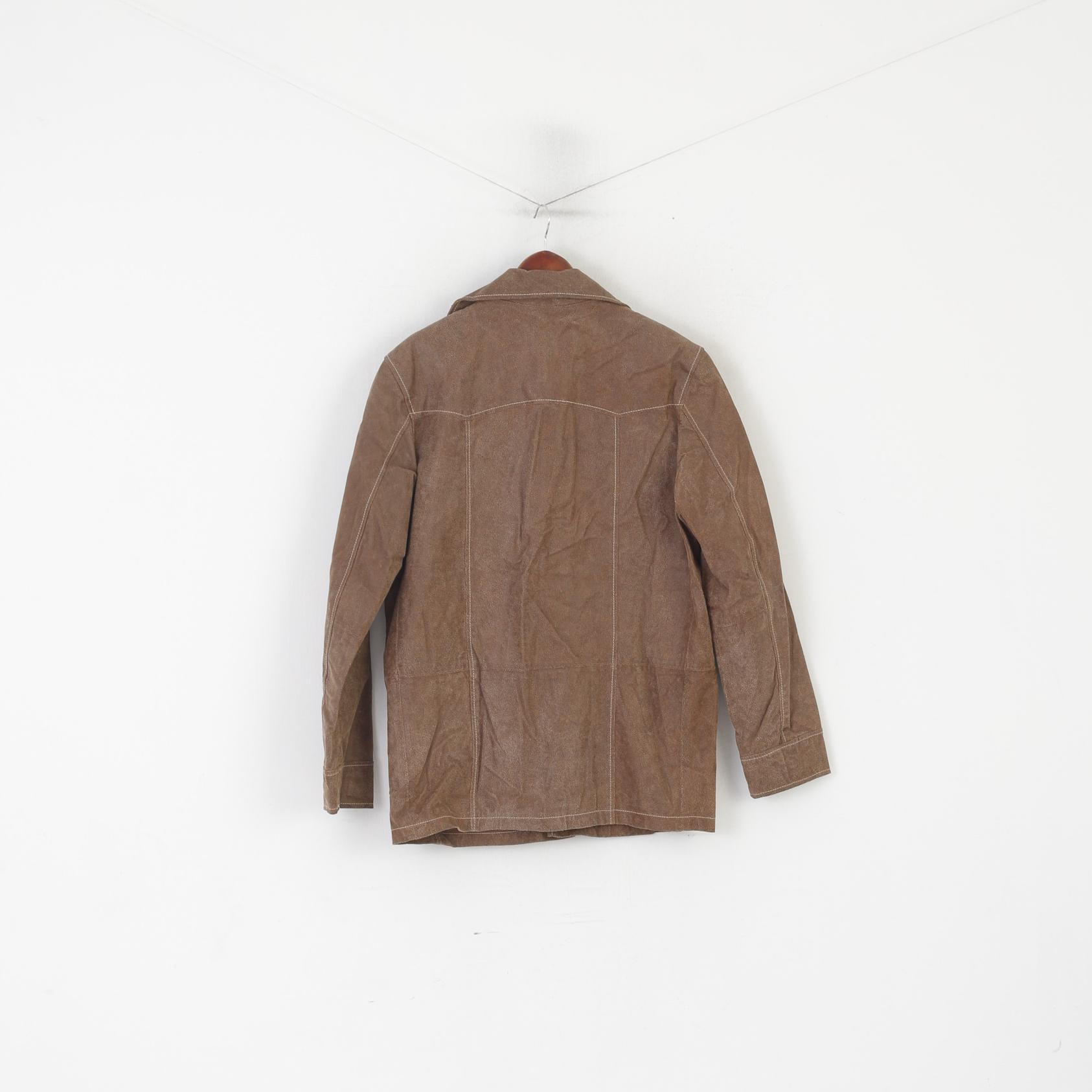 Smooth Collection City Men 44/46 S Jacket Brown Leather Vintage Classic Top