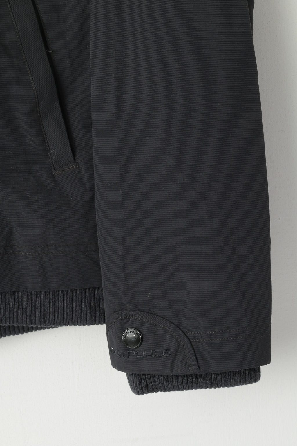 Police 883 Hommes 2 XS Veste Marine Nylon 2 Fermeture Éclair Imperméable Coupe-Vent Haut Décontracté