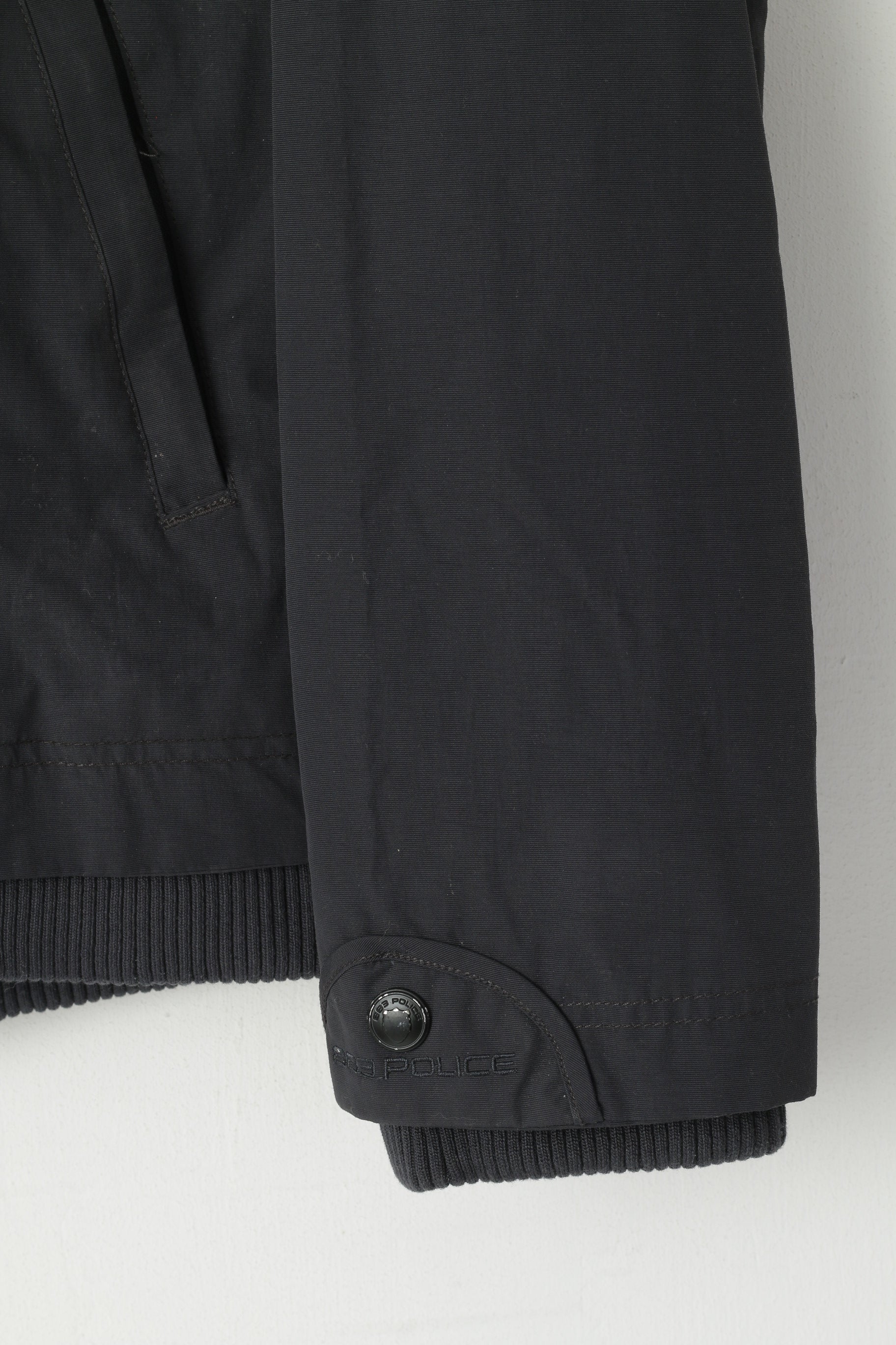 Police 883 Hommes 2 XS Veste Marine Nylon 2 Fermeture Éclair Imperméable Coupe-Vent Haut Décontracté