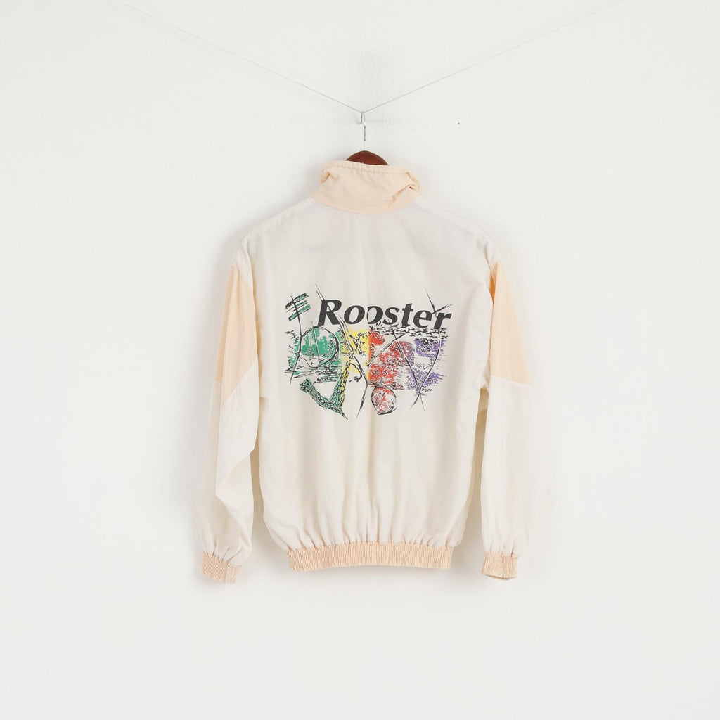 Coq Femmes M Veste Crème Tennis Festival Full Zipper vintage années 90 Allemagne Mode Top