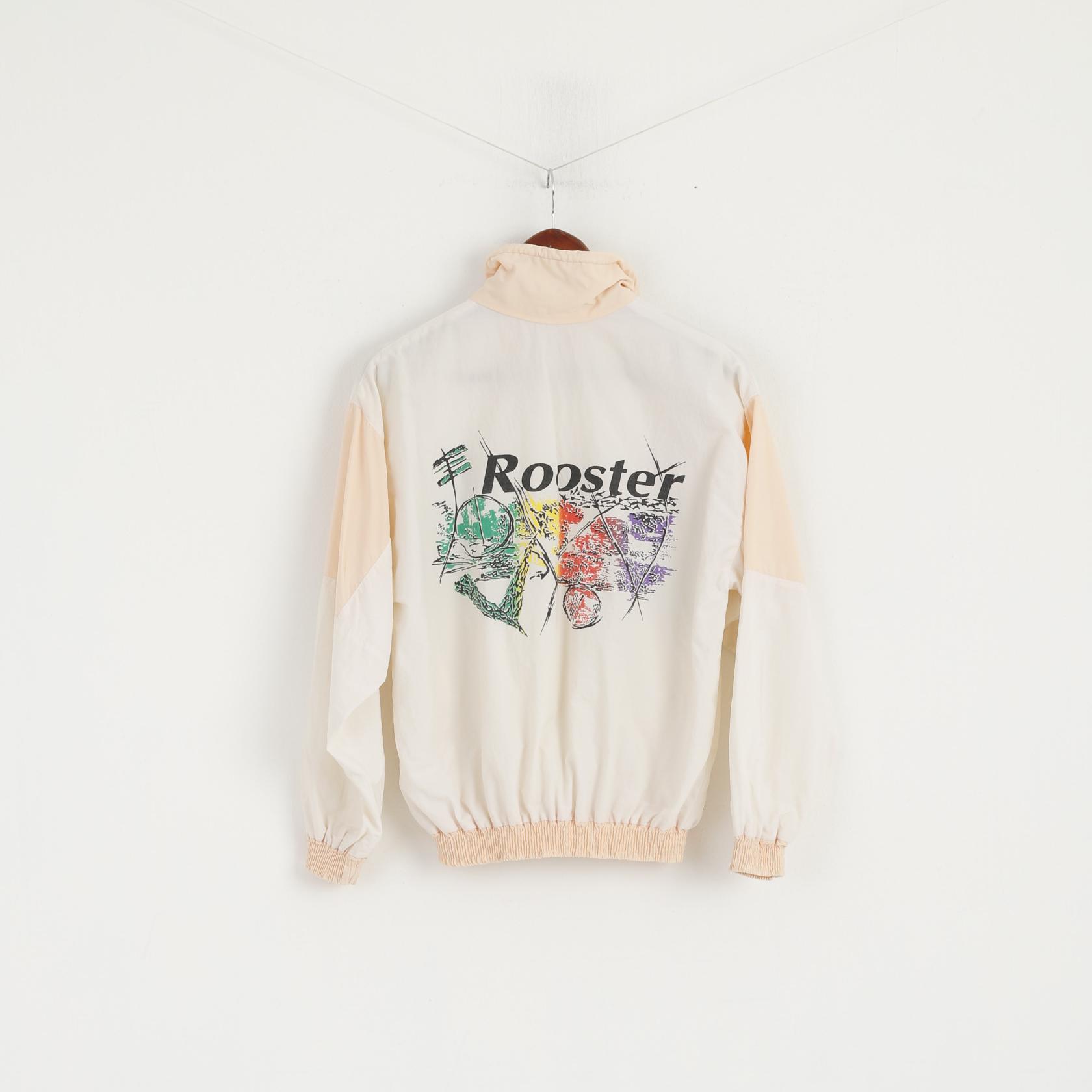 Coq Femmes M Veste Crème Tennis Festival Full Zipper vintage années 90 Allemagne Mode Top