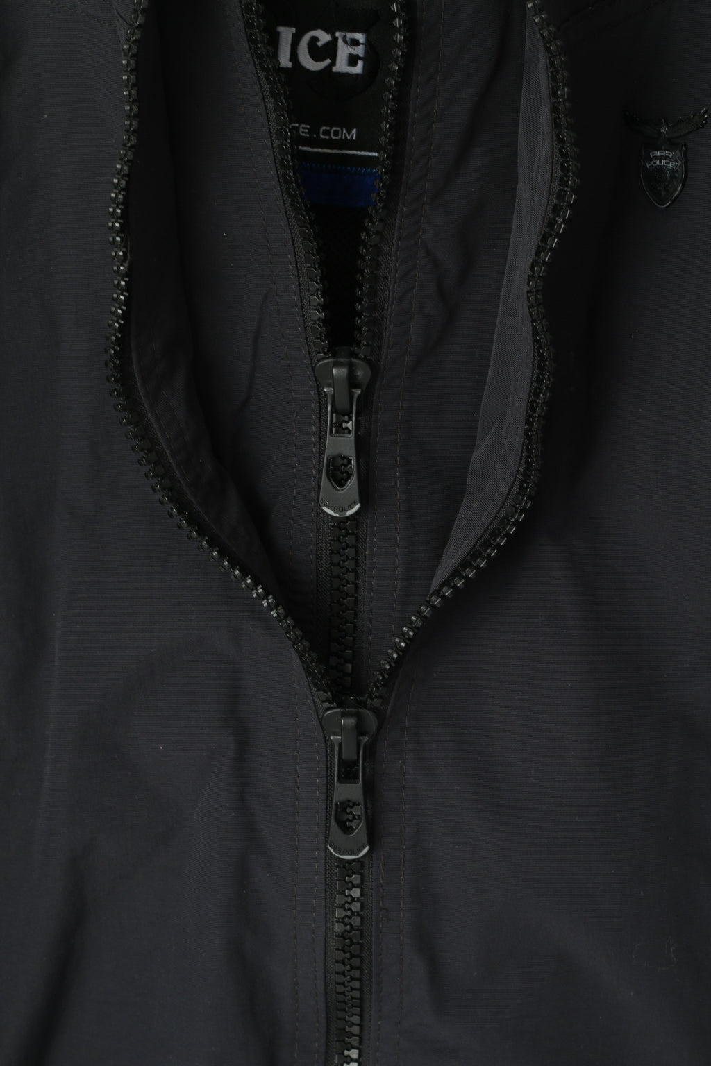 Police 883 Hommes 2 XS Veste Marine Nylon 2 Fermeture Éclair Imperméable Coupe-Vent Haut Décontracté