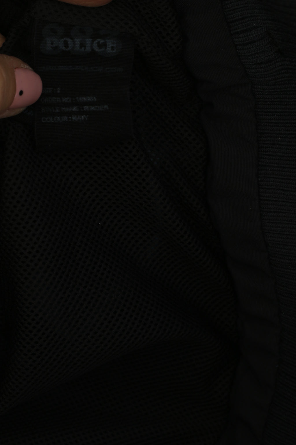 Police 883 Hommes 2 XS Veste Marine Nylon 2 Fermeture Éclair Imperméable Coupe-Vent Haut Décontracté