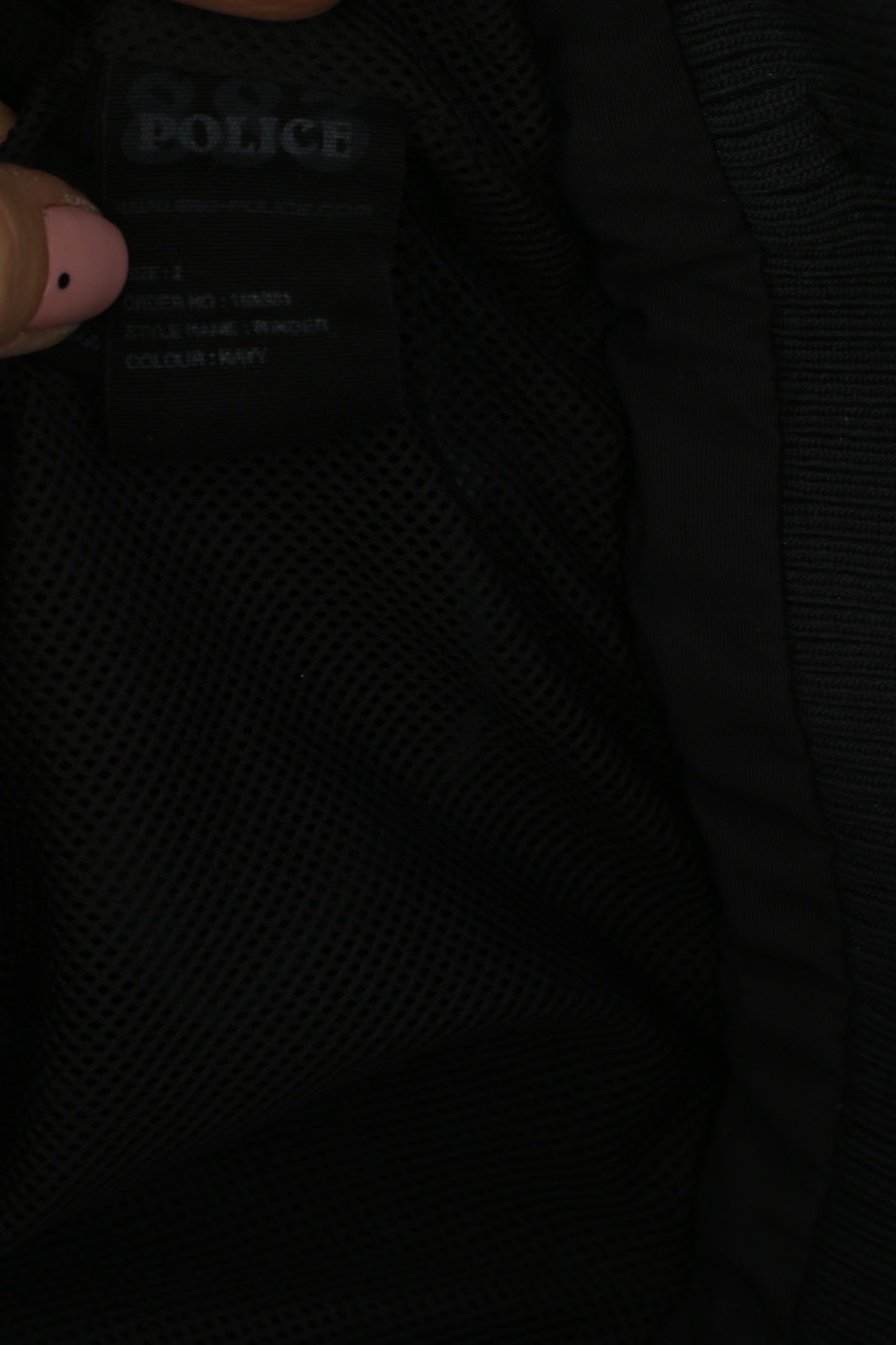 Police 883 Hommes 2 XS Veste Marine Nylon 2 Fermeture Éclair Imperméable Coupe-Vent Haut Décontracté