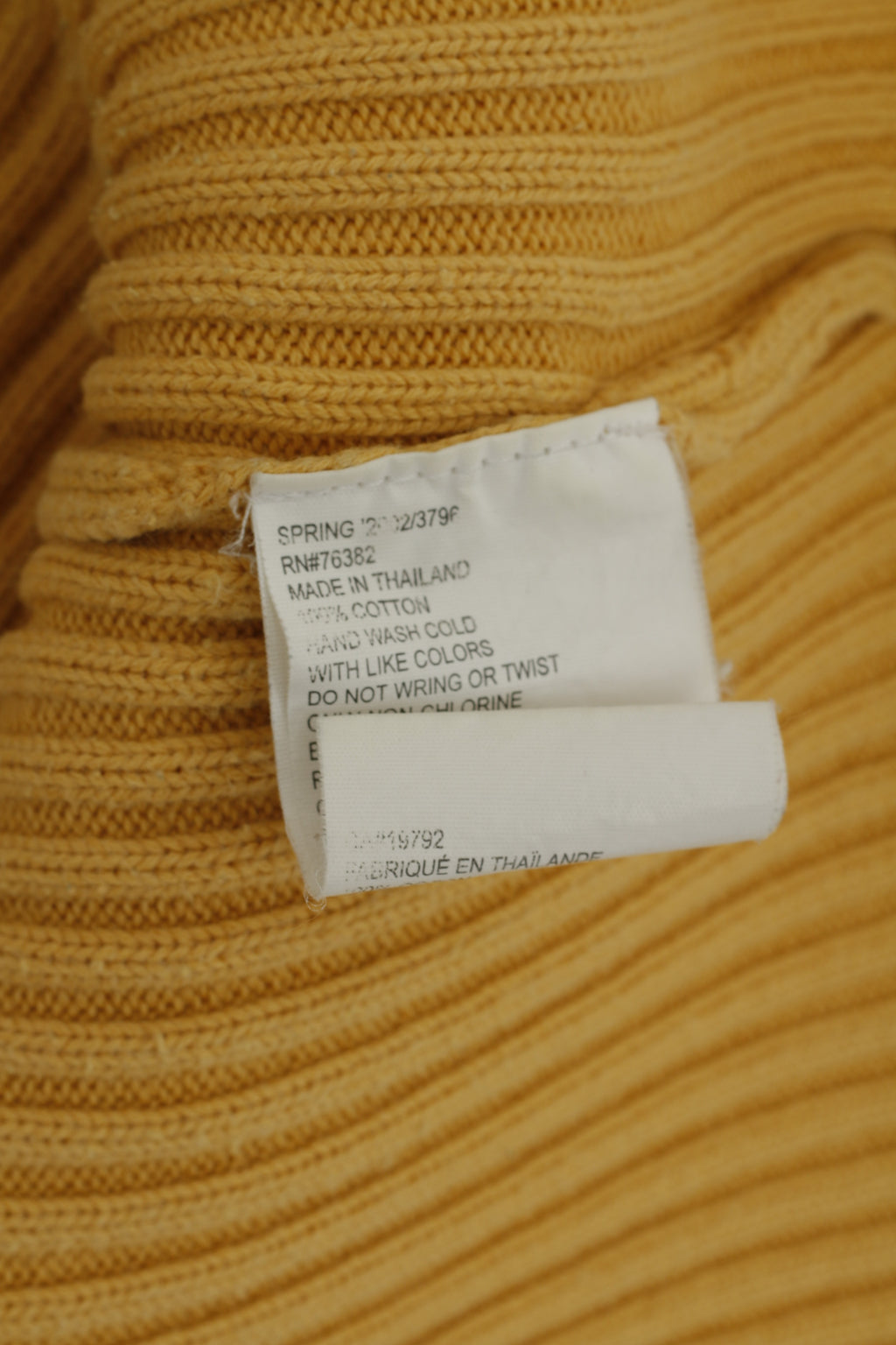 Timberland Men L Jumper Yellow Striped Vintage 100% Cotton Stretch V Neck Sweater