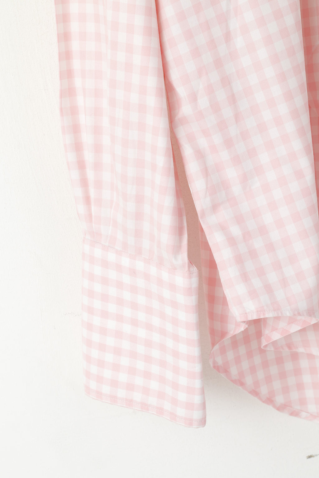 TM Lewin Men 17.5 36 XXL Casual Shirt Pink Check Cotton Long Sleeve Cuff Top