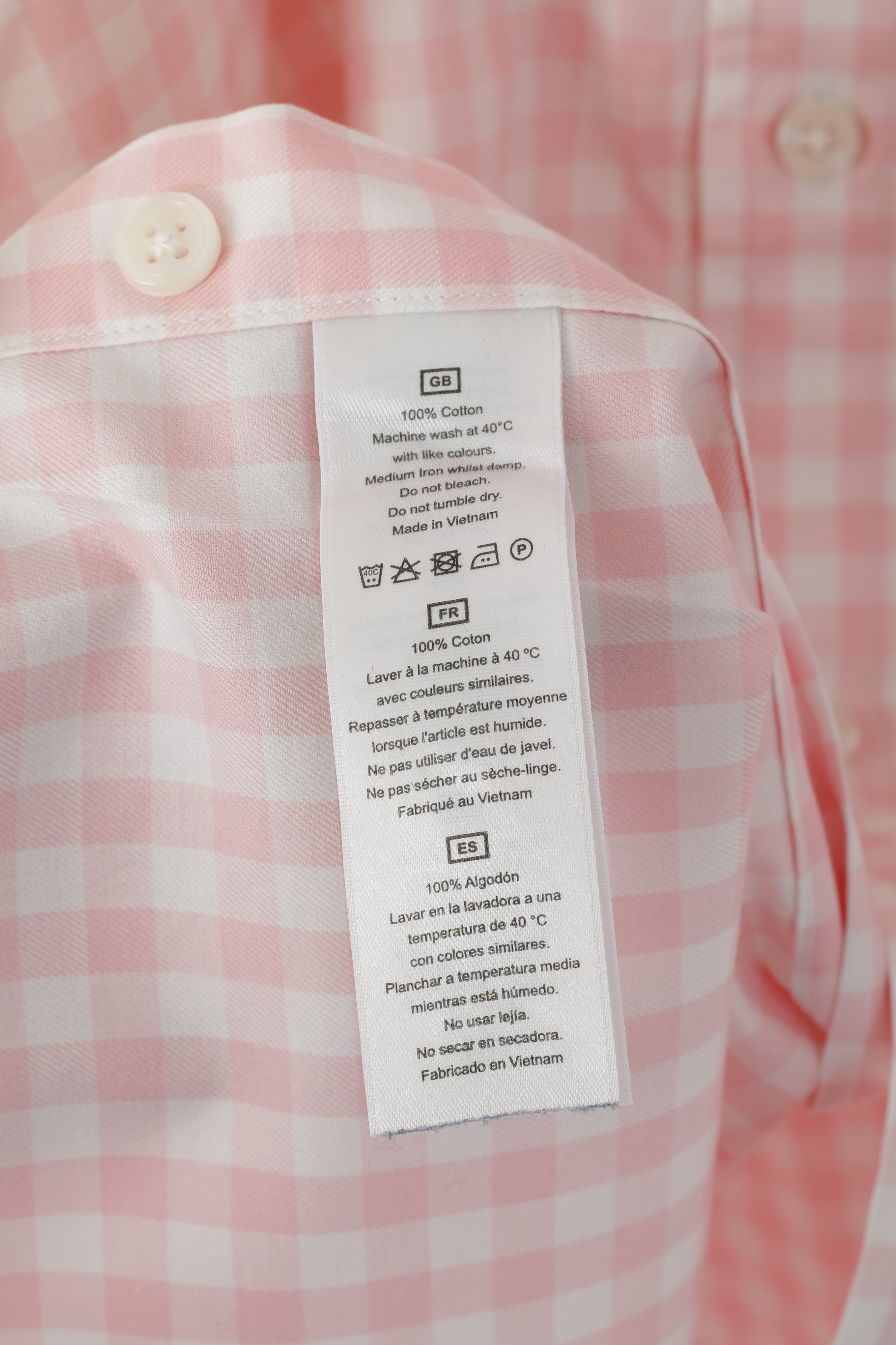 TM Lewin Men 17.5 36 XXL Casual Shirt Pink Check Cotton Long Sleeve Cuff Top