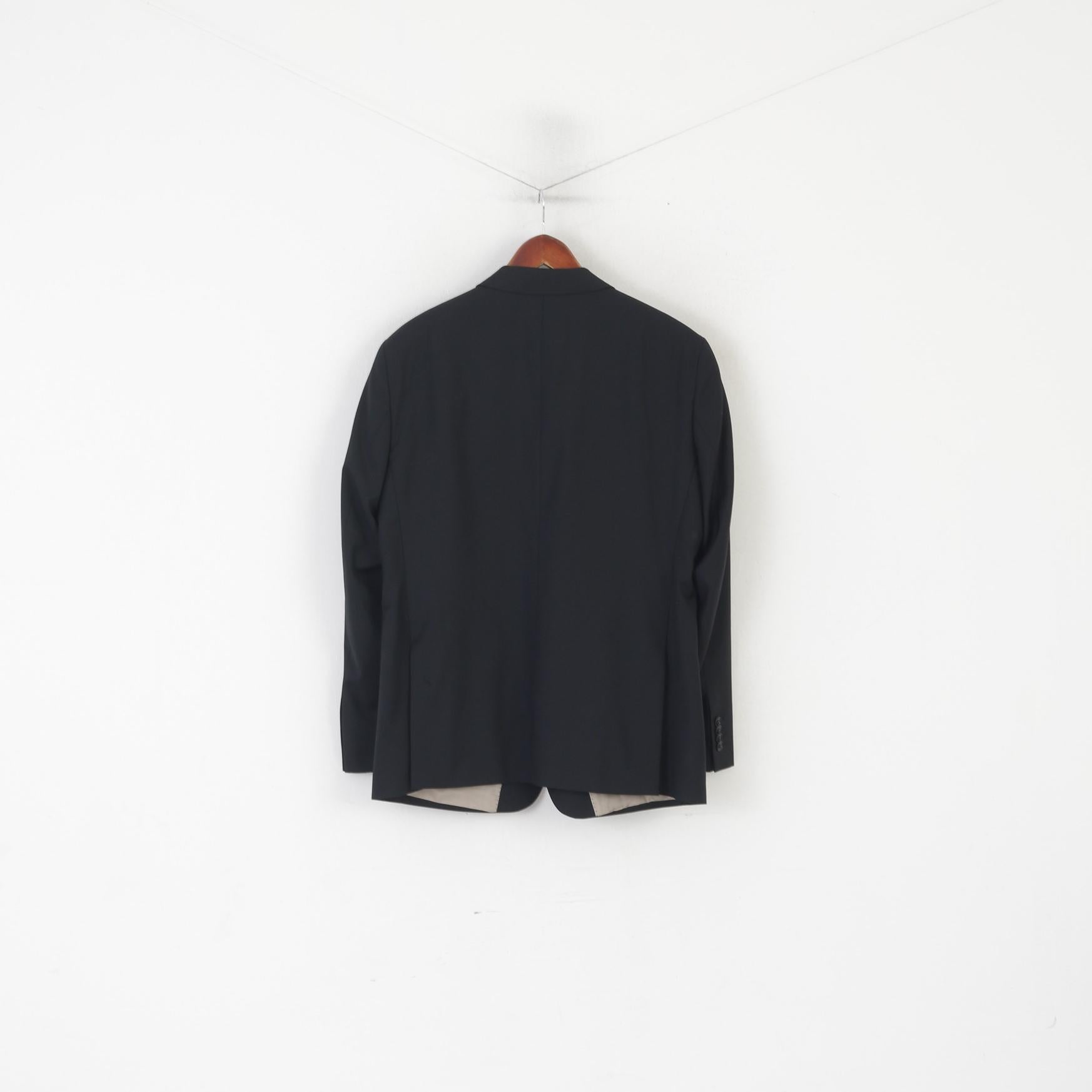 Roy Robson Uomo 26 40 Blazer Nero Lana Reda Super 110's Italia Giacca Monopetto