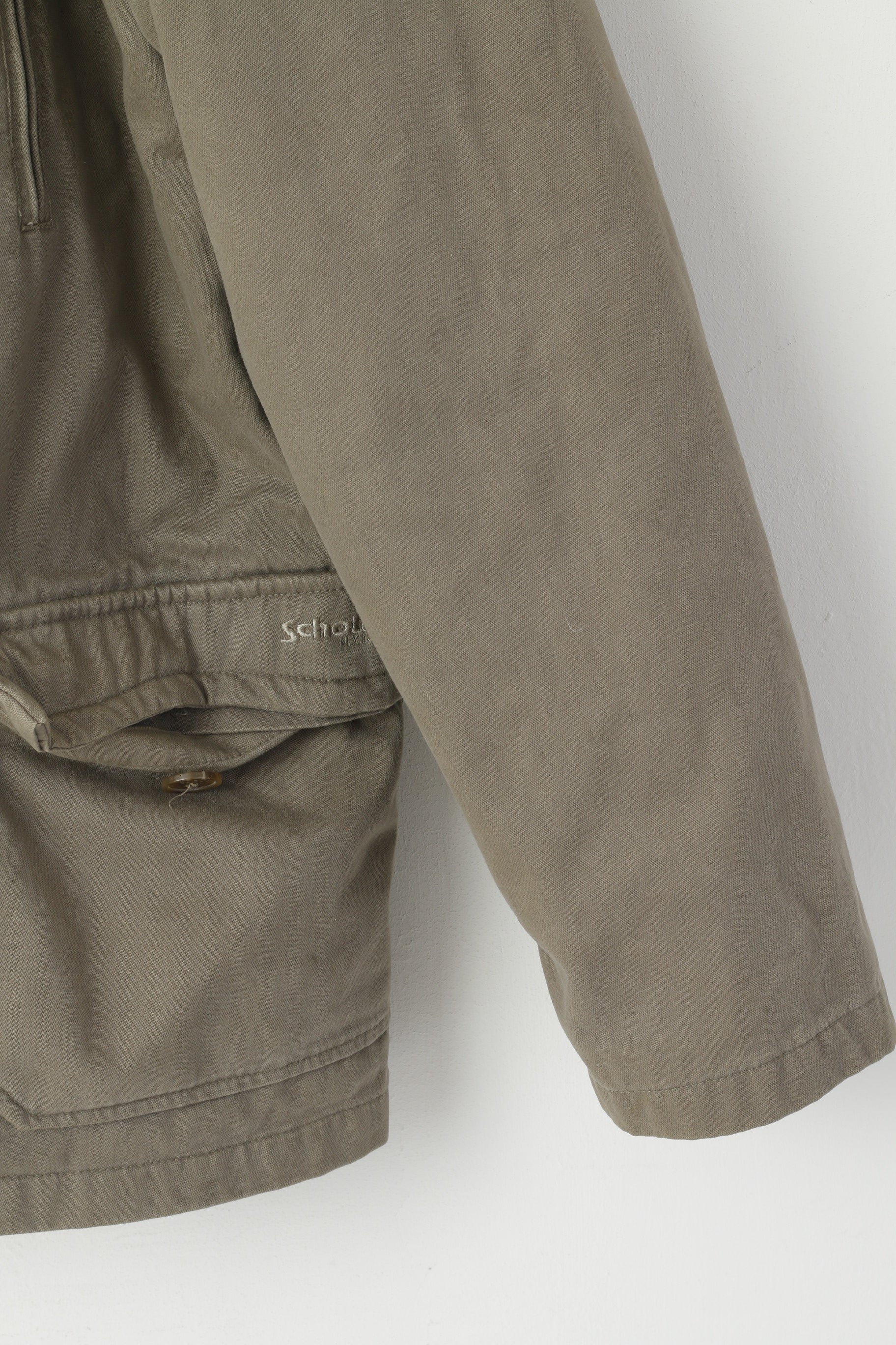 Schott NYC Veste XL pour homme en coton kaki avec équipement militaire rembourré 2 en 1 avec fermeture éclair complète