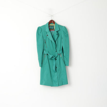 Butterfly by Matthew Williamson Women 12 40 Coat Green Shiny Belted Classic Trench