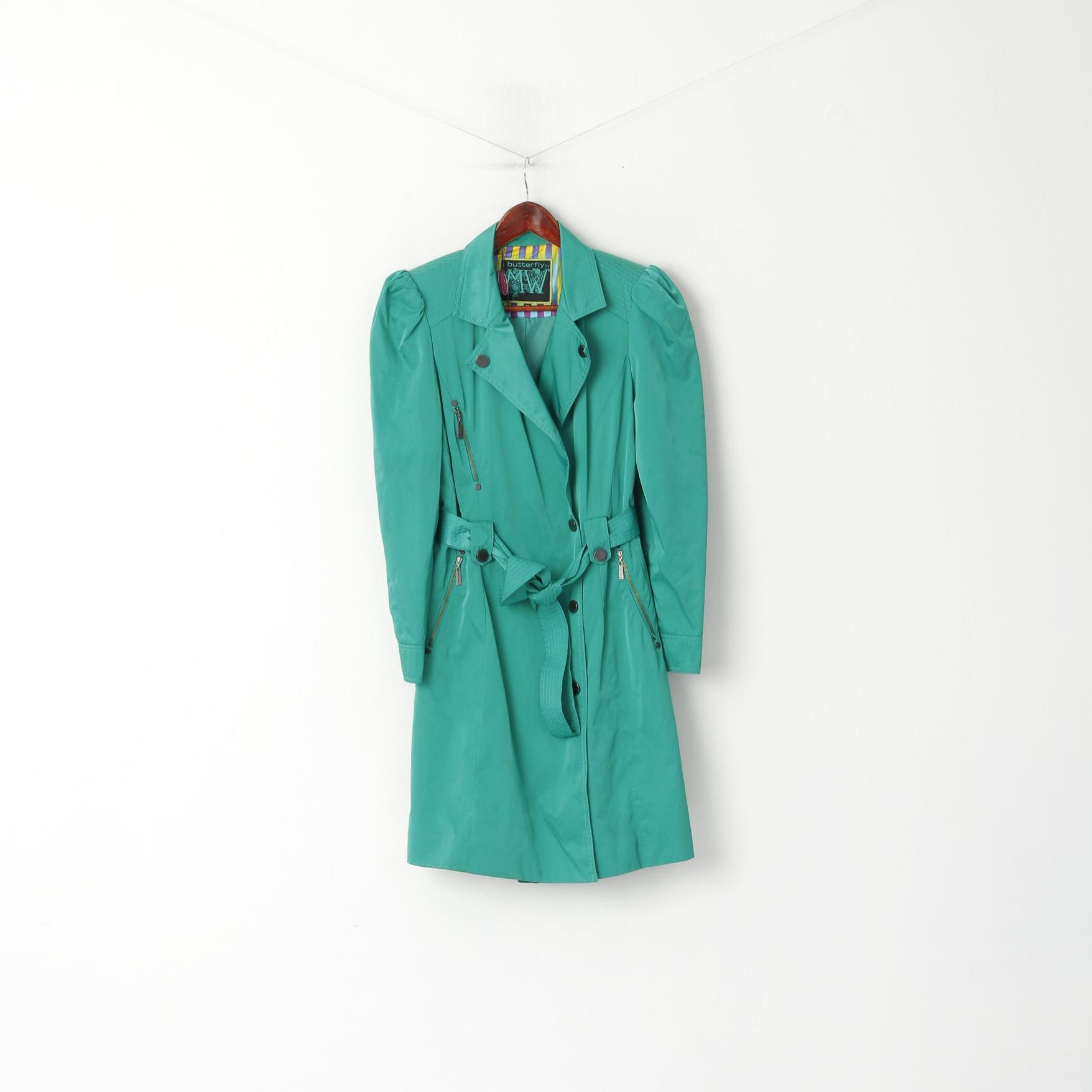 Butterfly by Matthew Williamson femmes 12 40 manteau vert brillant ceinturé classique Trench