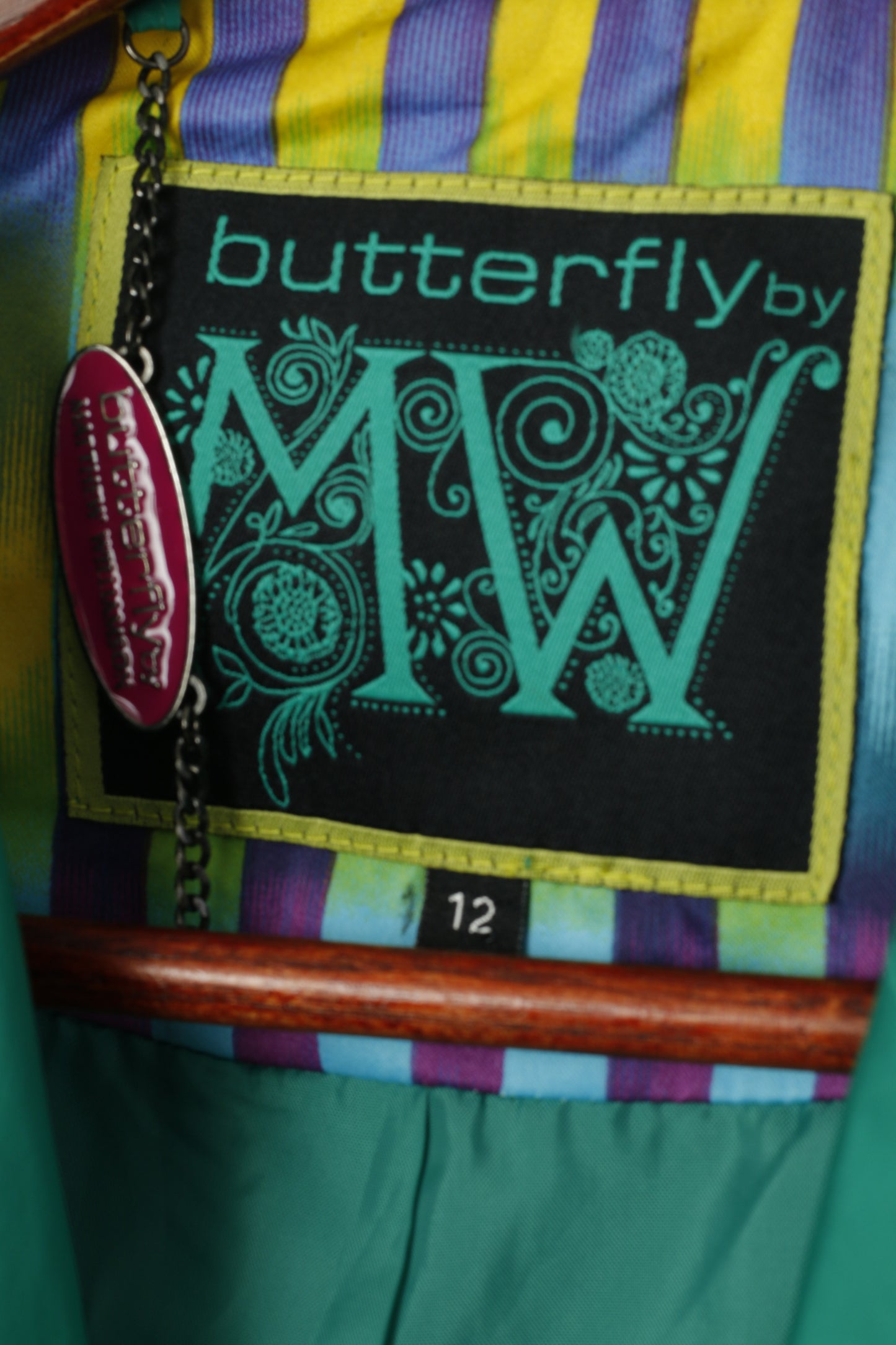 Butterfly by Matthew Williamson femmes 12 40 manteau vert brillant ceinturé classique Trench
