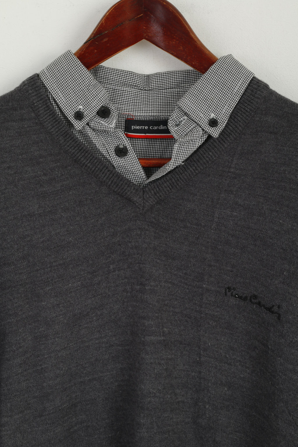 Pierre Cardin Uomo M Maglione Grigio Scollo a V Colletto Elegante Maglione Acrilico Leggero